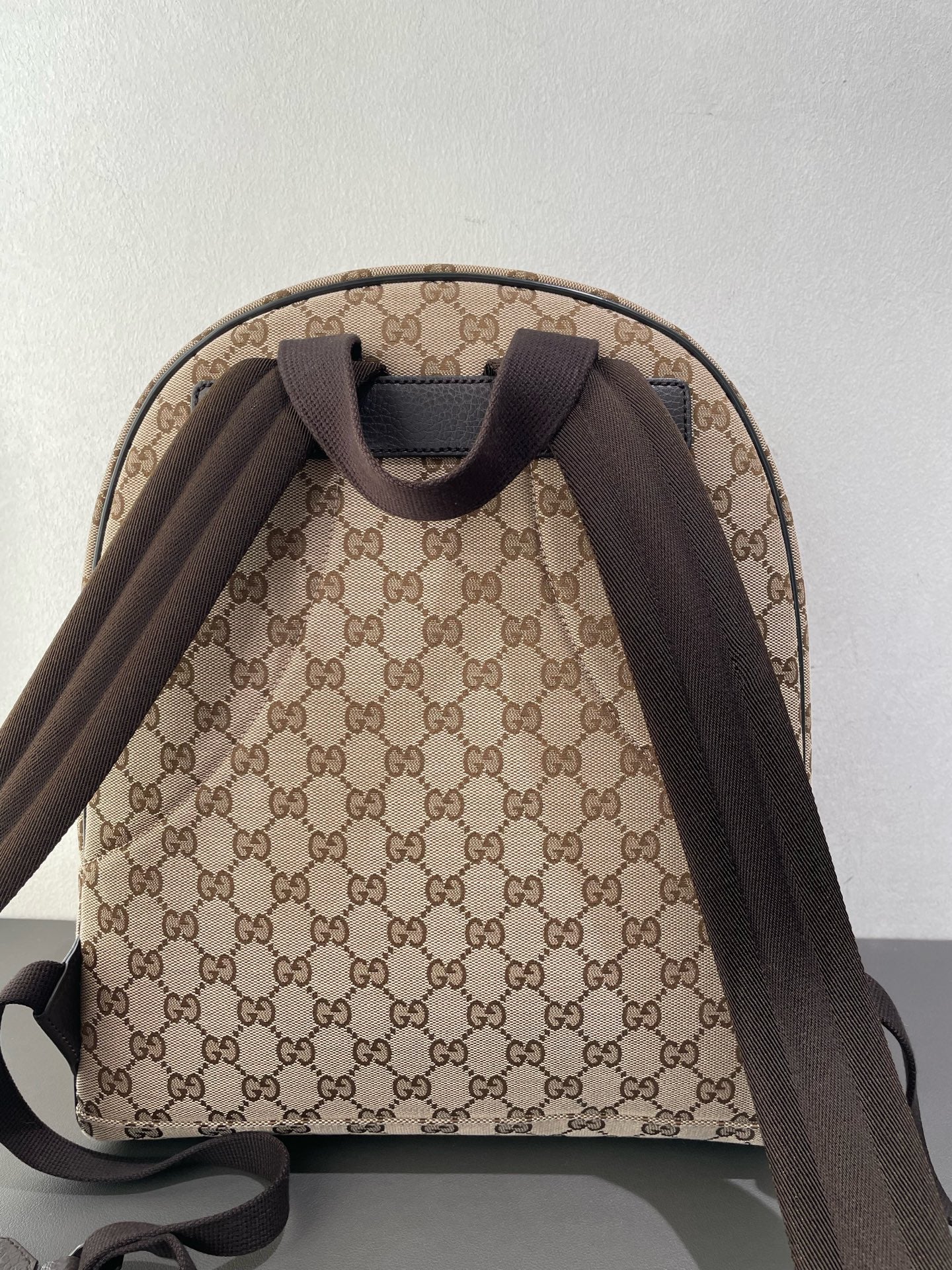 Gucci - GG Canvas Backpack - Coated canvas with leather trim - Beige - (medium)