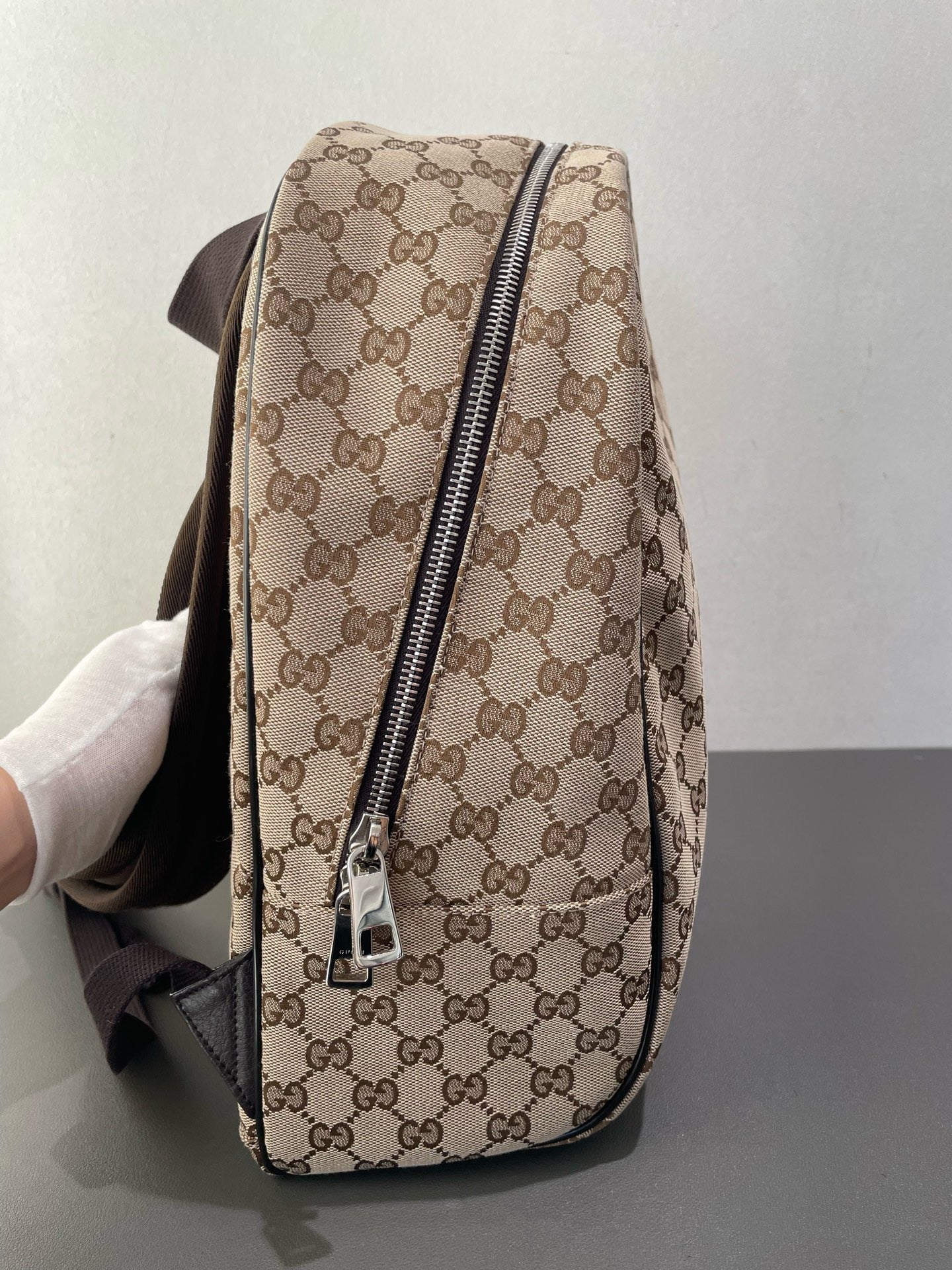 Gucci - GG Canvas Backpack - Coated canvas with leather trim - Beige - (medium)