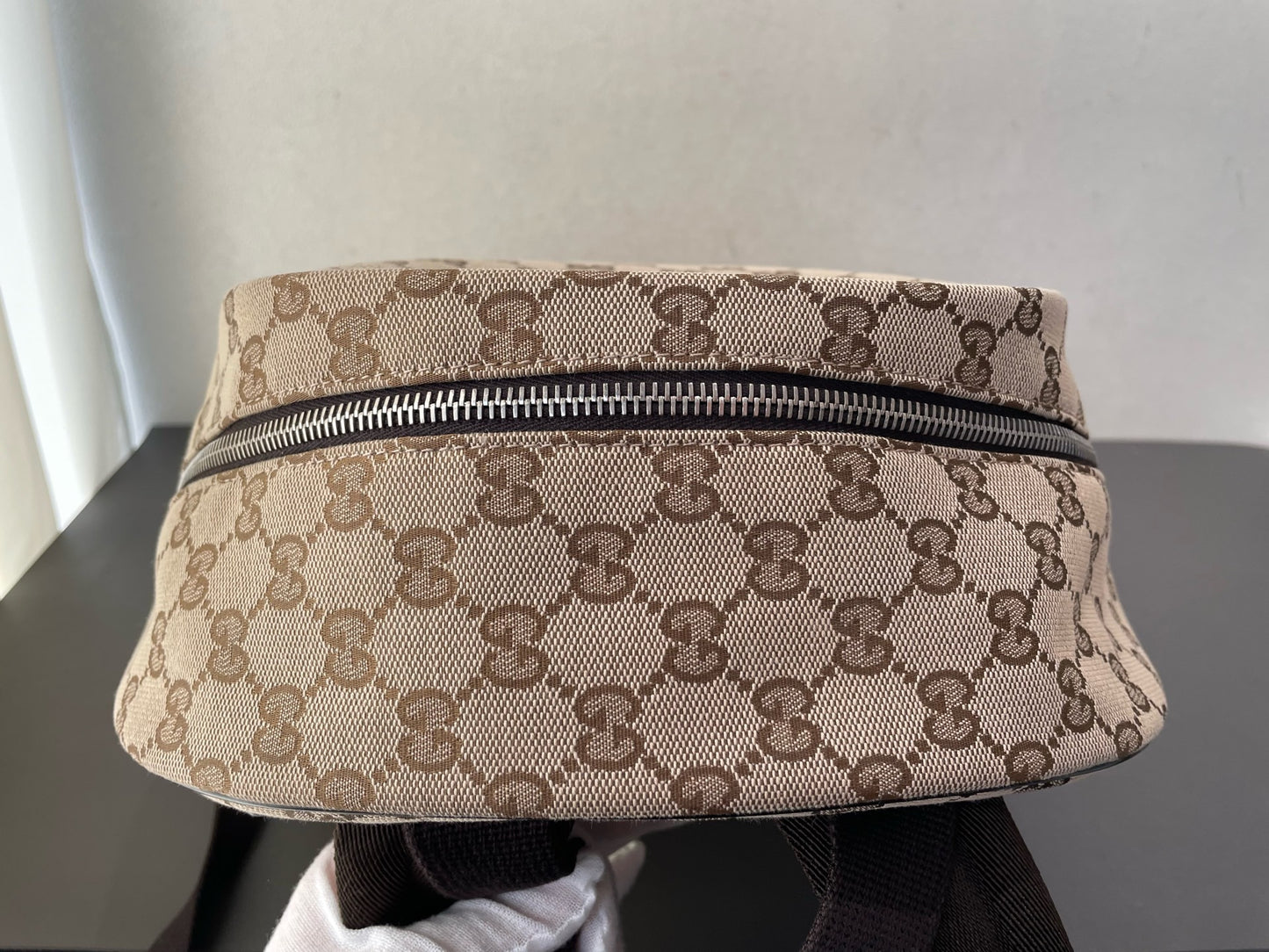 Gucci - GG Canvas Backpack - Coated canvas with leather trim - Beige - (medium)