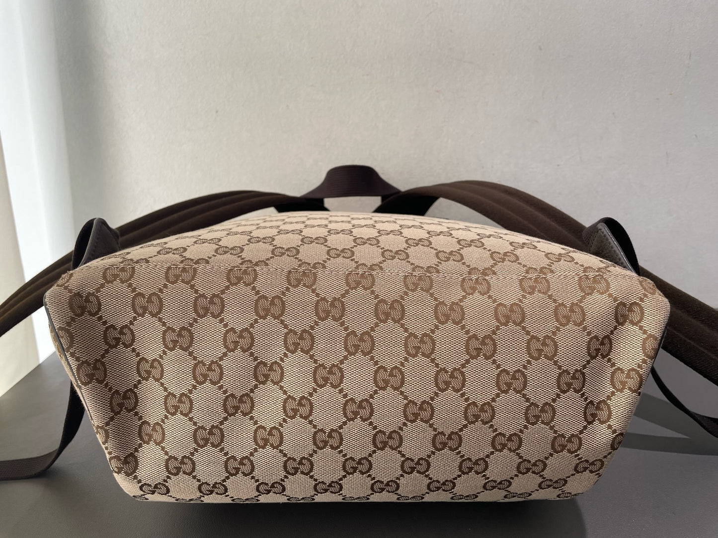 Gucci - GG Canvas Backpack - Coated canvas with leather trim - Beige - (medium)