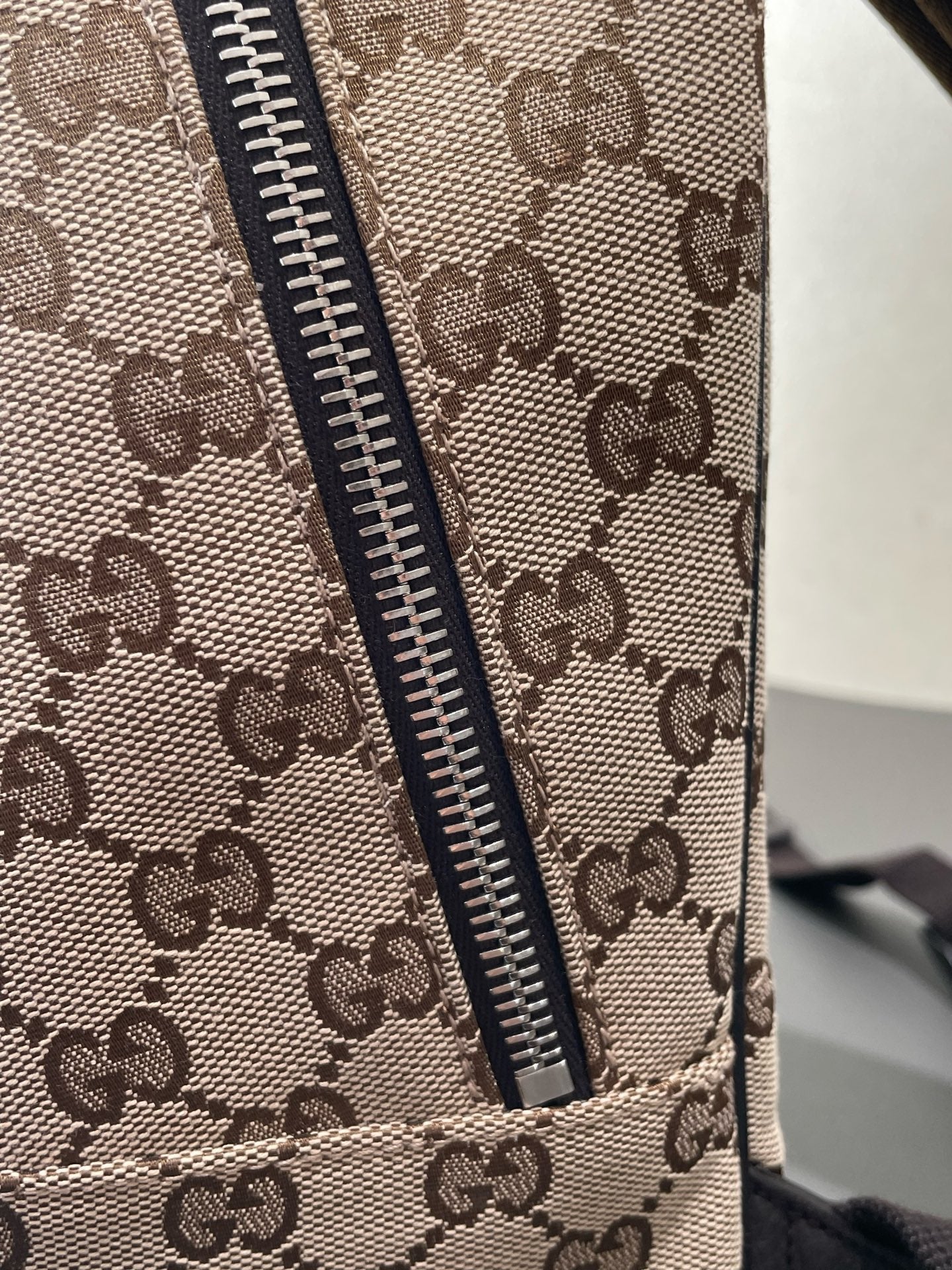 Gucci - GG Canvas Backpack - Coated canvas with leather trim - Beige - (medium)
