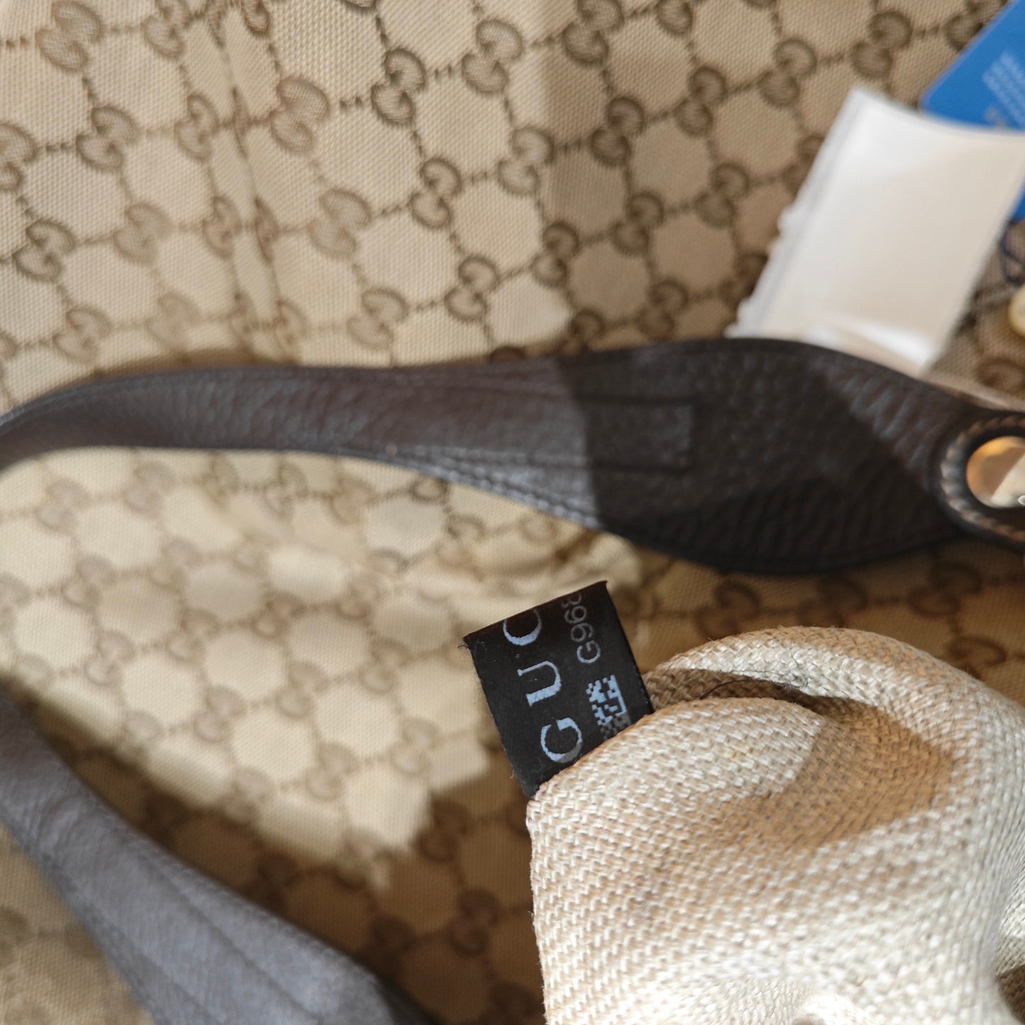 Gucci - GG Canvas Tote Bag - GG Monogram canvas and dark brown leather - Beige - (Medium)