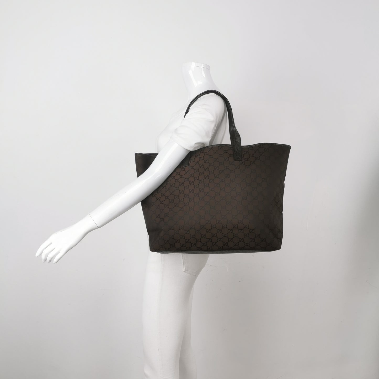 Gucci - GG Canvas Tote - GG Monogram canvas with Leather trim - Brown - (Medium)