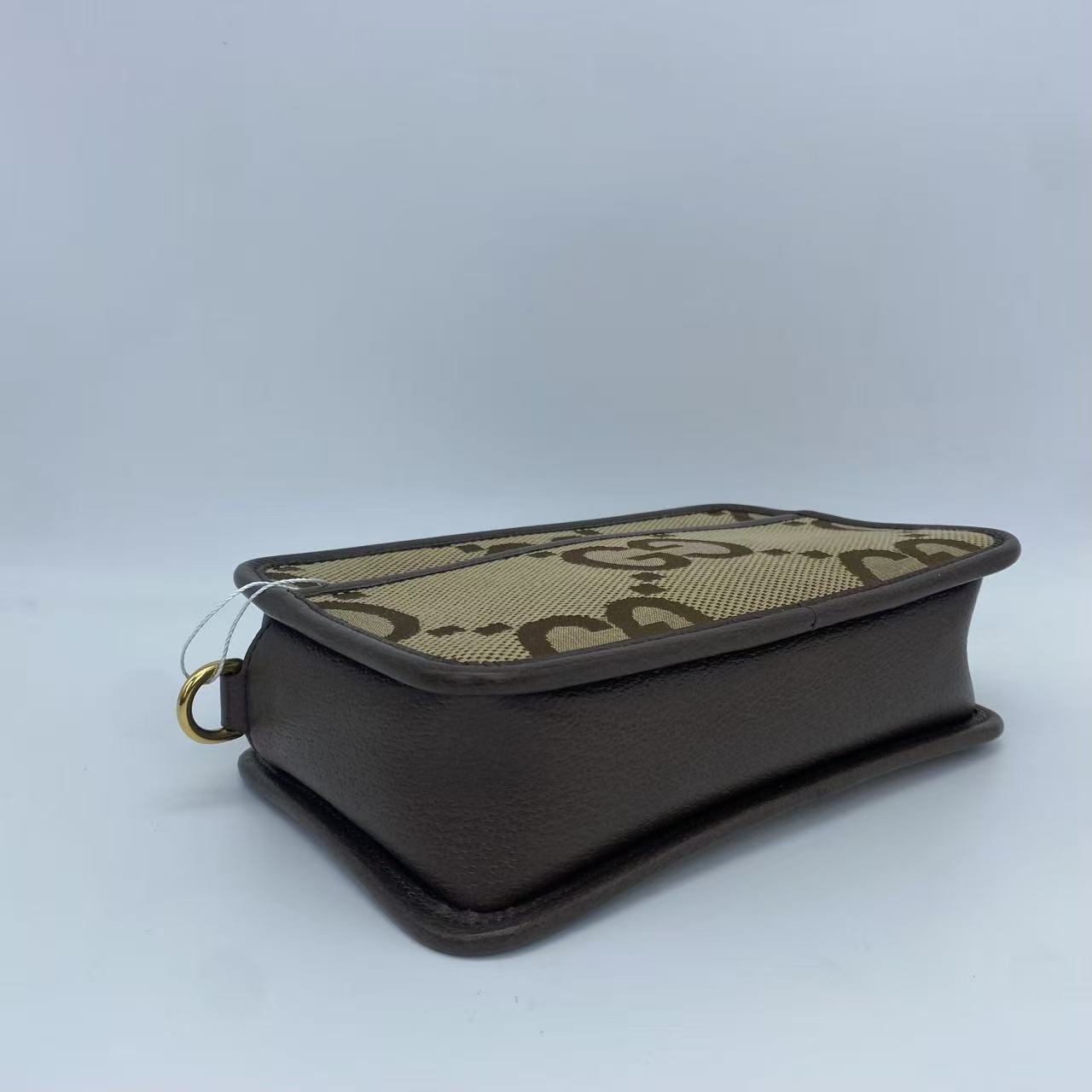 Gucci - GG Jumbo Camera Bag - Jumbo GG canvas with leather trim - Beige and Brown with Green and Red Web Strap - (Small)