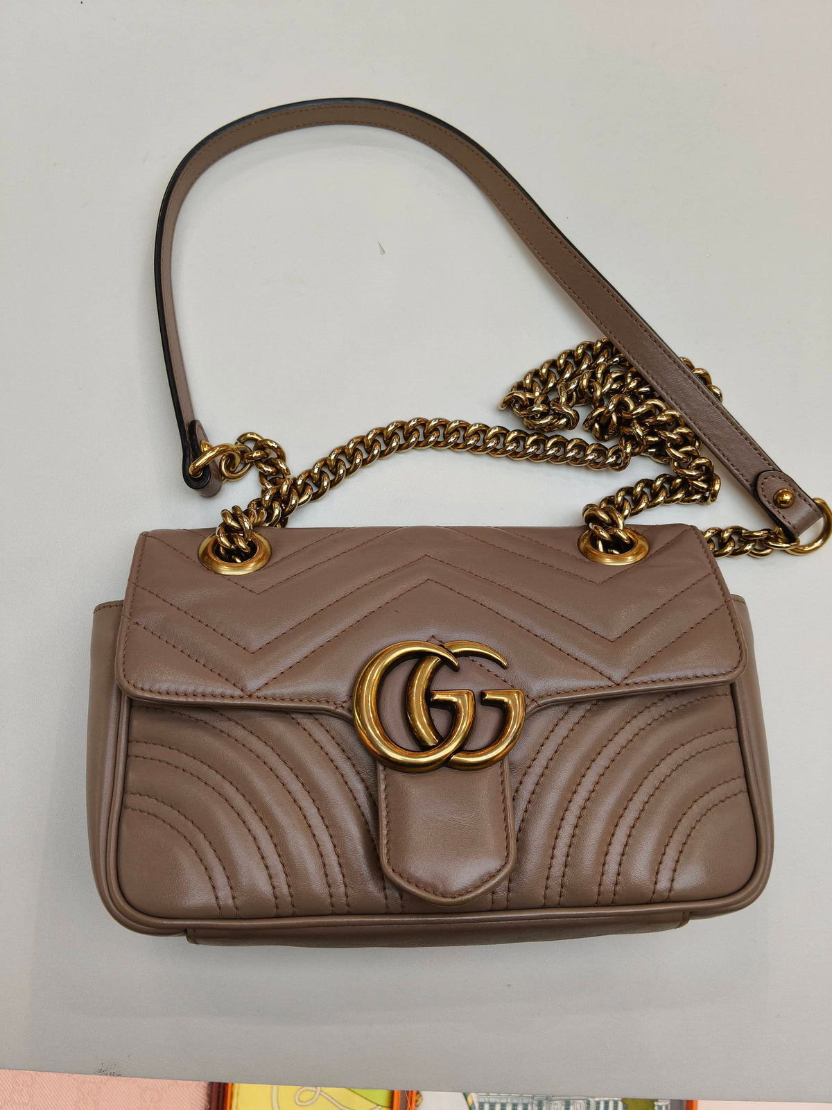 Gucci - GG Marmont 22 - Leather - Beige - (small)