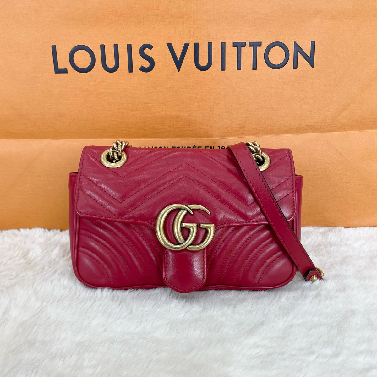Gucci - GG Marmont 22 - Leather - Red - (small)