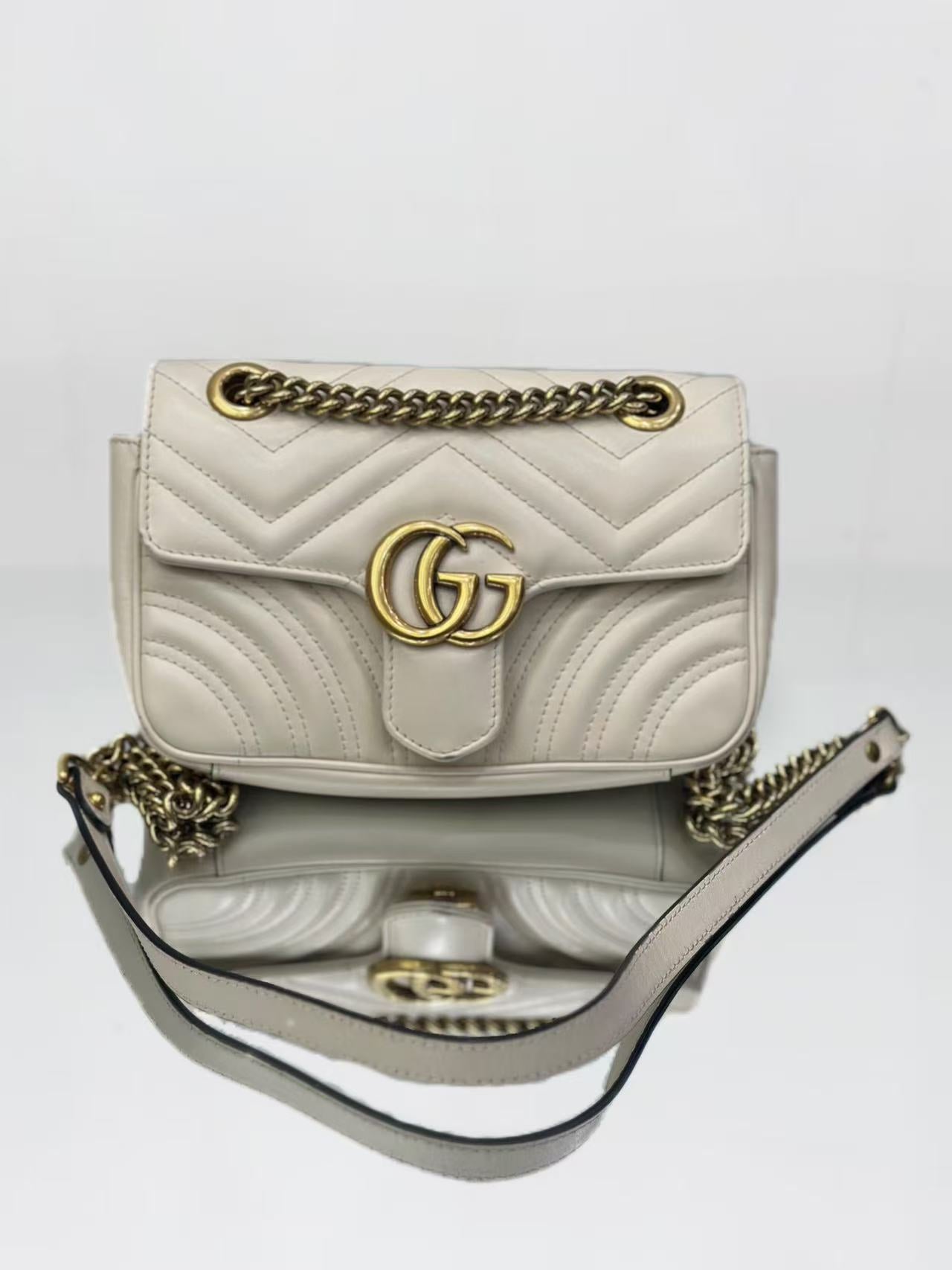 Gucci - GG Marmont 22 Shoulder Bag - Leather - White - (mini)