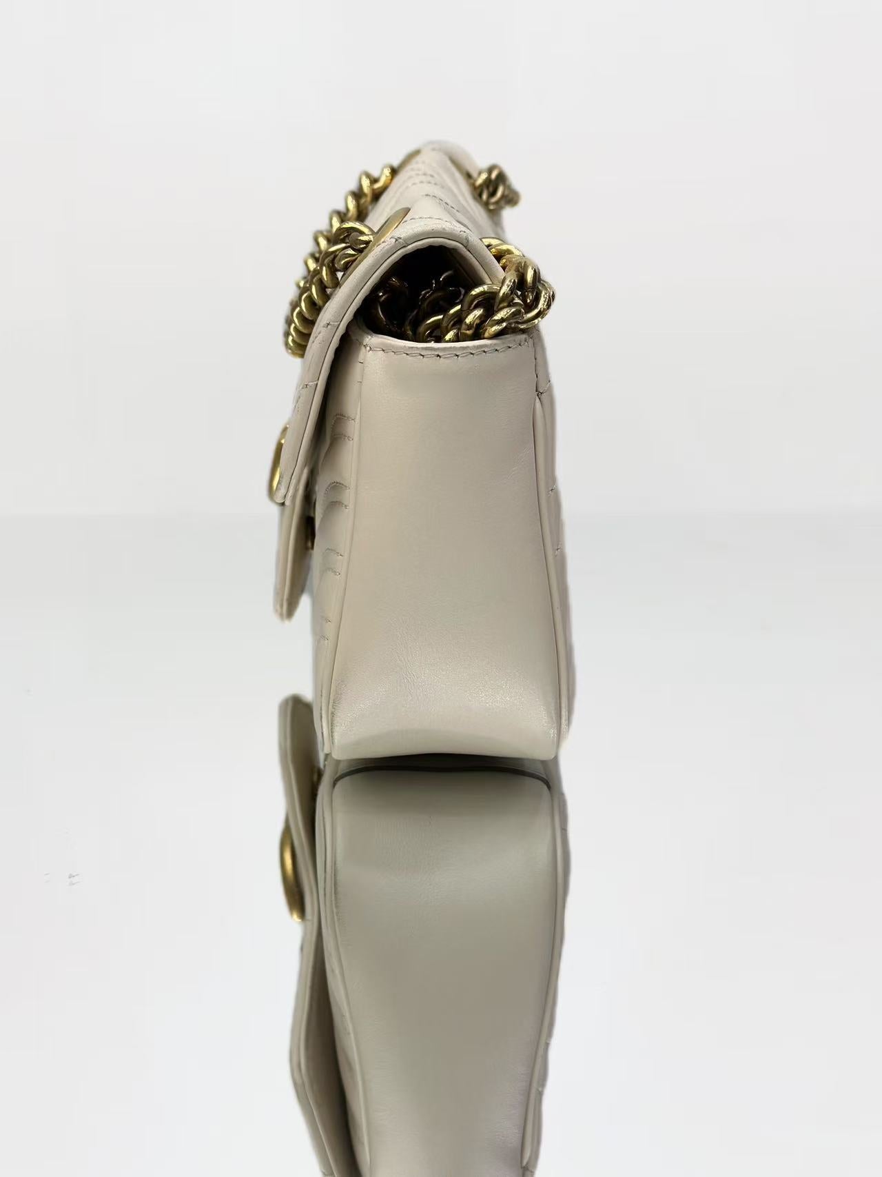 Gucci - GG Marmont 22 Shoulder Bag - Leather - White - (mini)