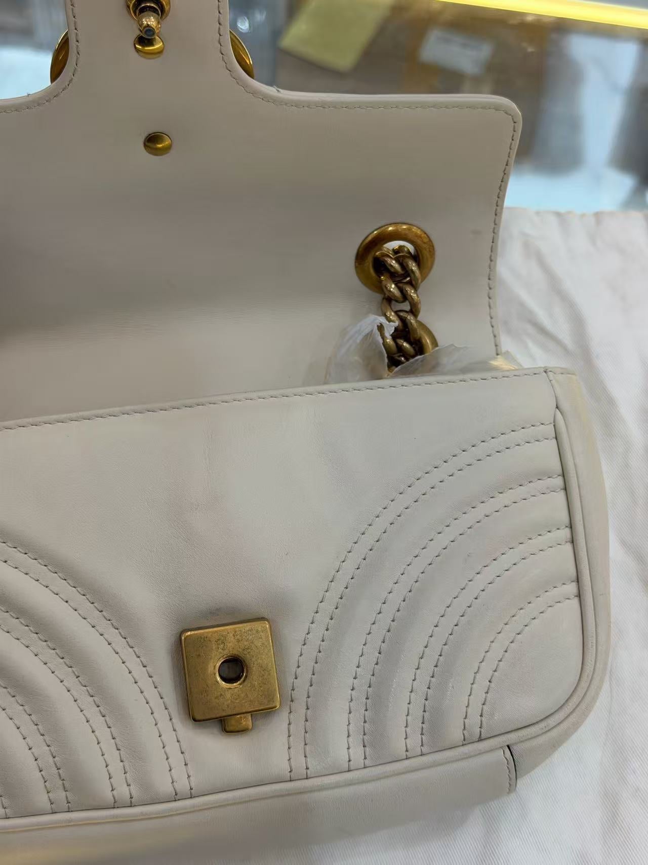 Gucci - GG Marmont 22 Shoulder Bag - Leather - White - (mini)