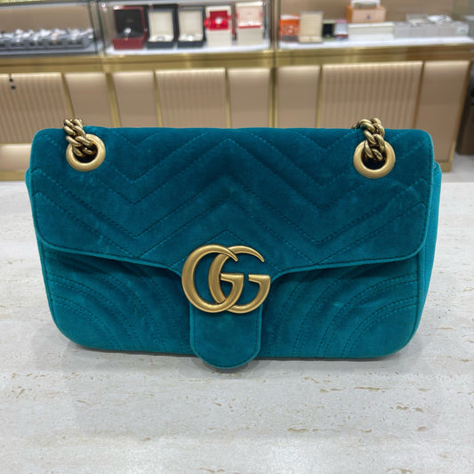 Gucci - GG Marmont 26 cm - Velvet - Blue - (small)