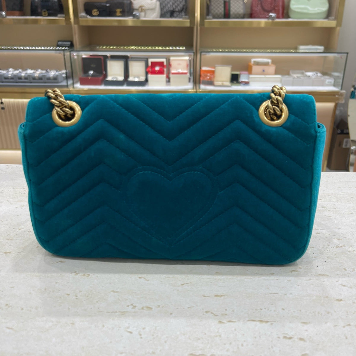Gucci - GG Marmont 26 cm - Velvet - Blue - (small)