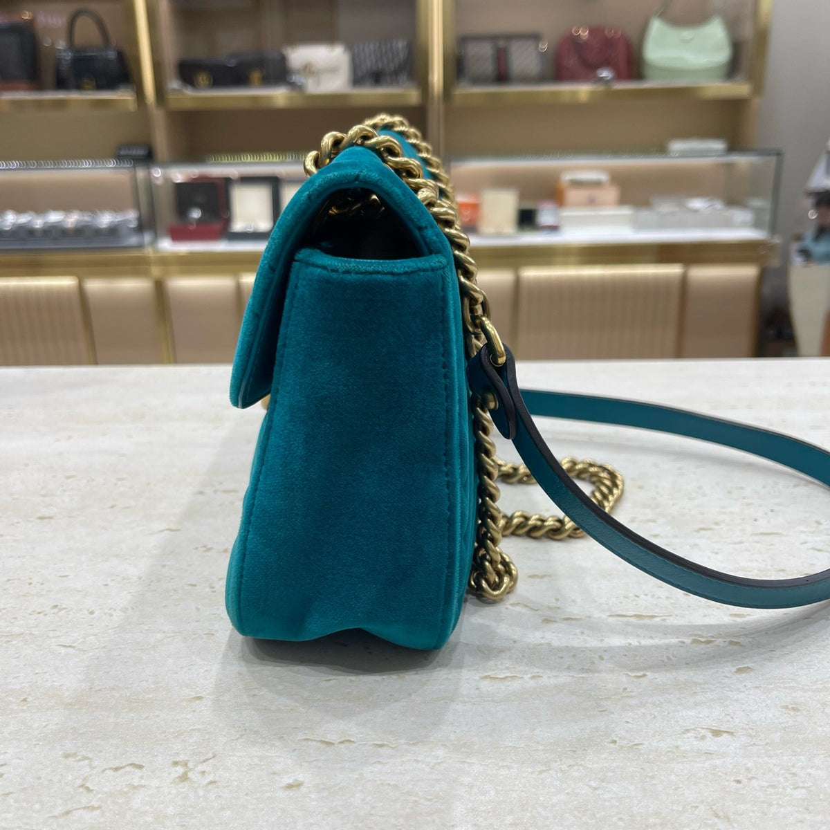 Gucci - GG Marmont 26 cm - Velvet - Blue - (small)