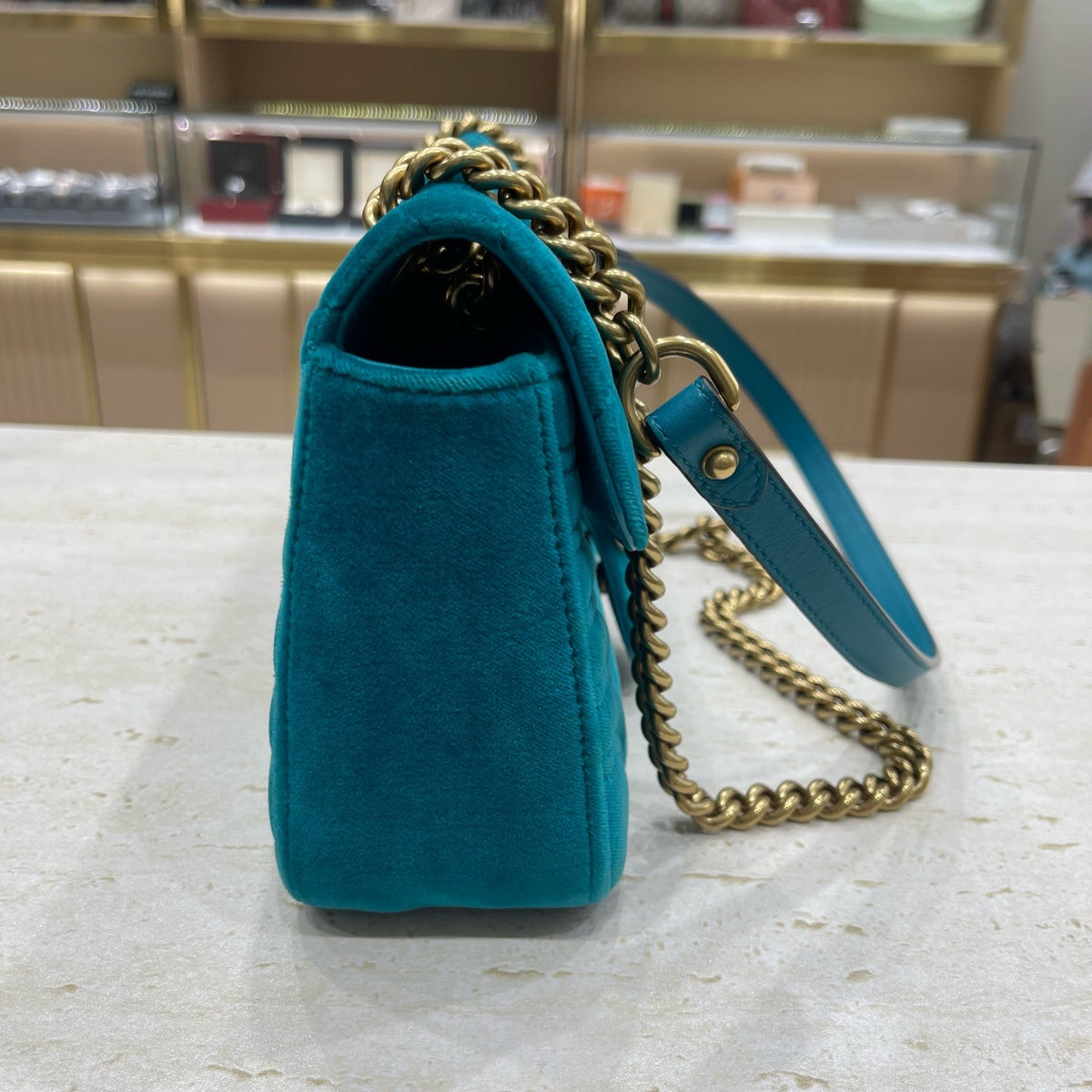 Gucci - GG Marmont 26 cm - Velvet - Blue - (small)
