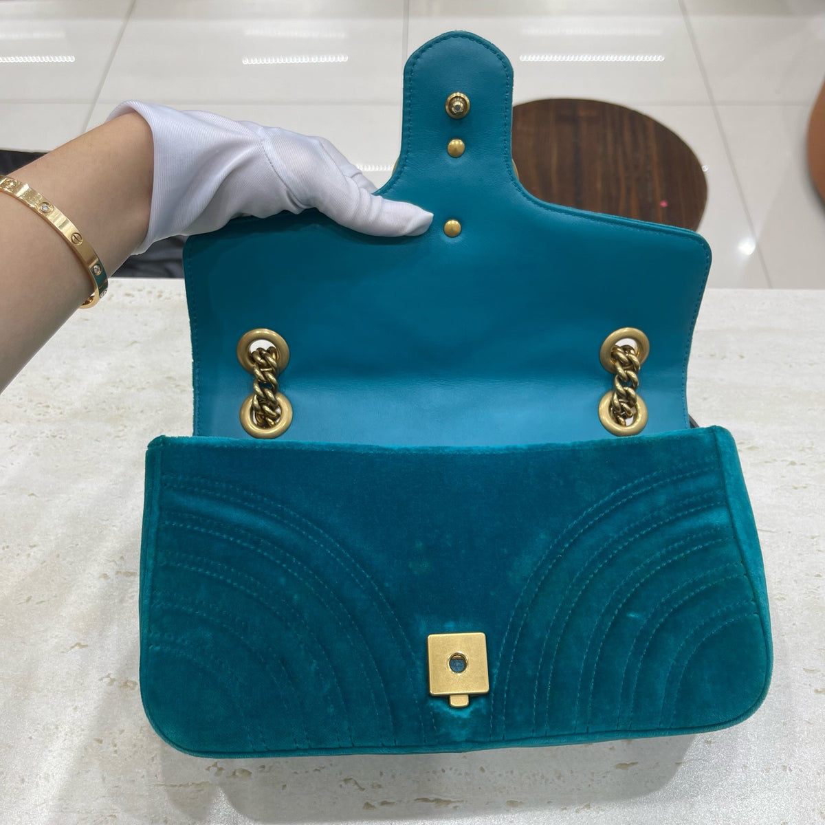 Gucci - GG Marmont 26 cm - Velvet - Blue - (small)