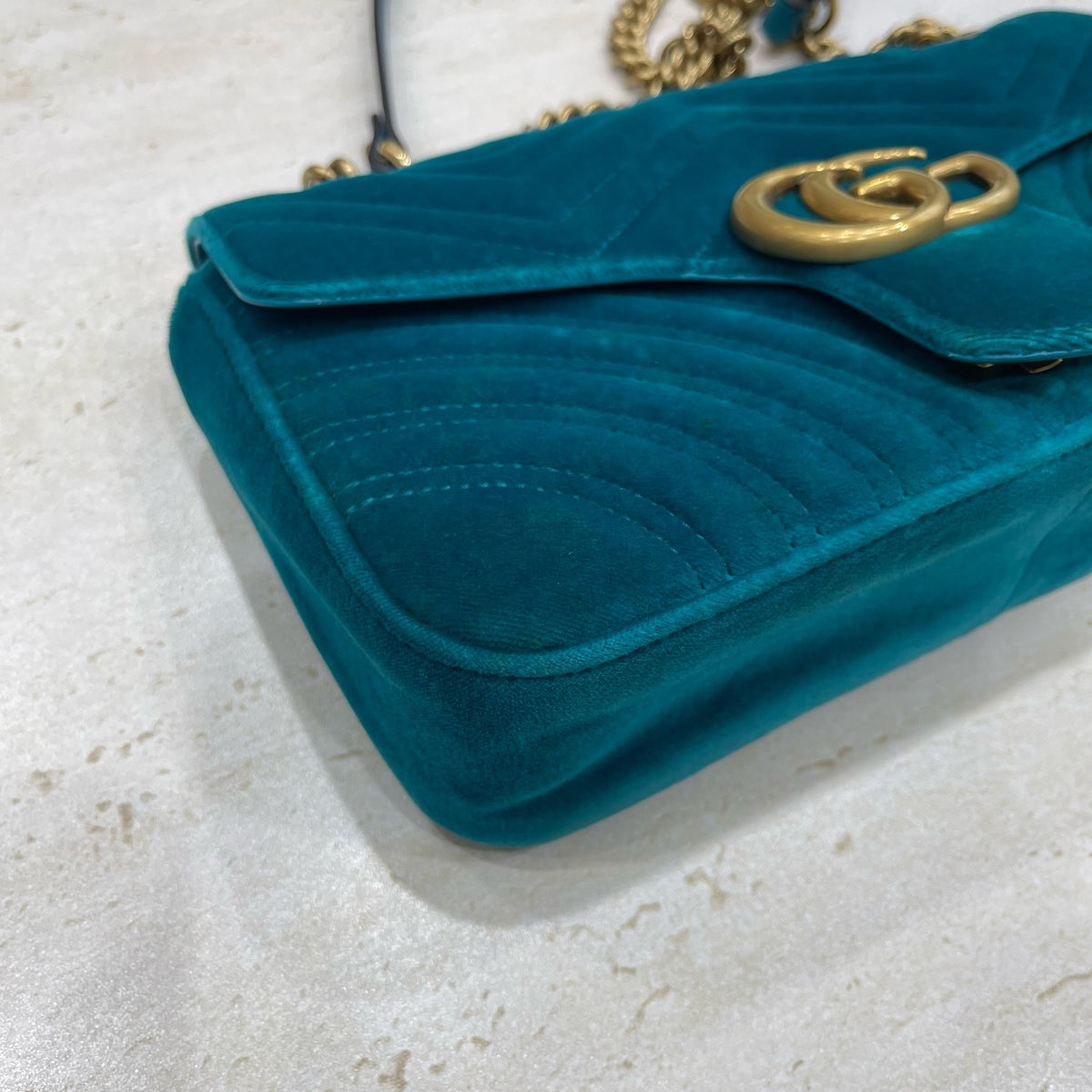 Gucci - GG Marmont 26 cm - Velvet - Blue - (small)