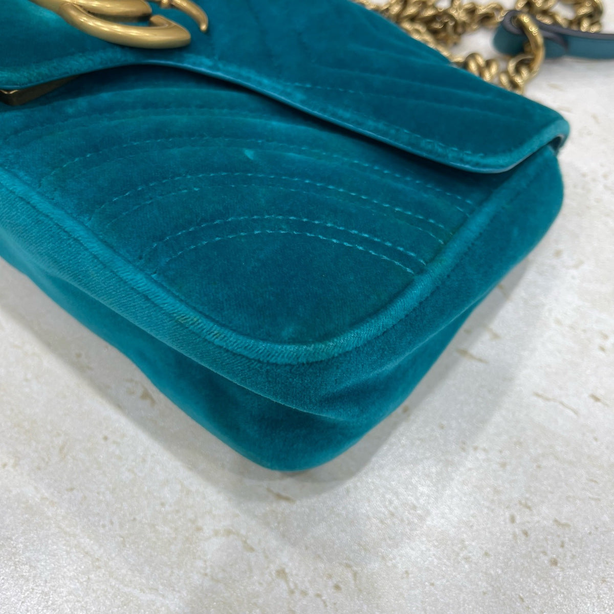 Gucci - GG Marmont 26 cm - Velvet - Blue - (small)