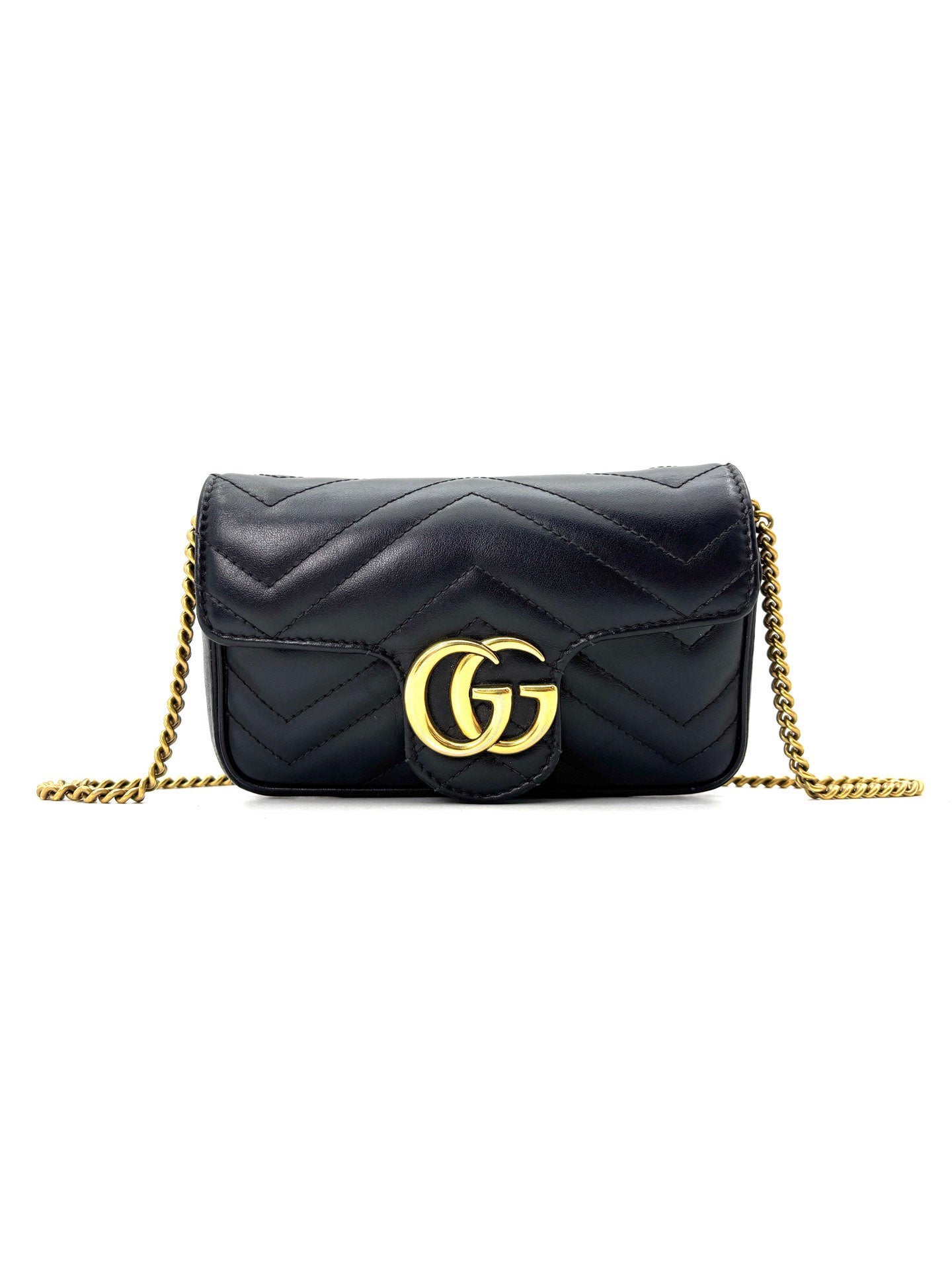 Gucci - GG Marmont - Cowhide leather - Black with Gold-Tone Hardware - (super mini)