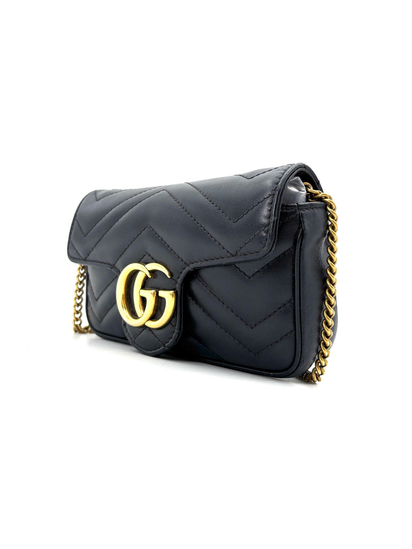 Gucci - GG Marmont - Cowhide leather - Black with Gold-Tone Hardware - (super mini)