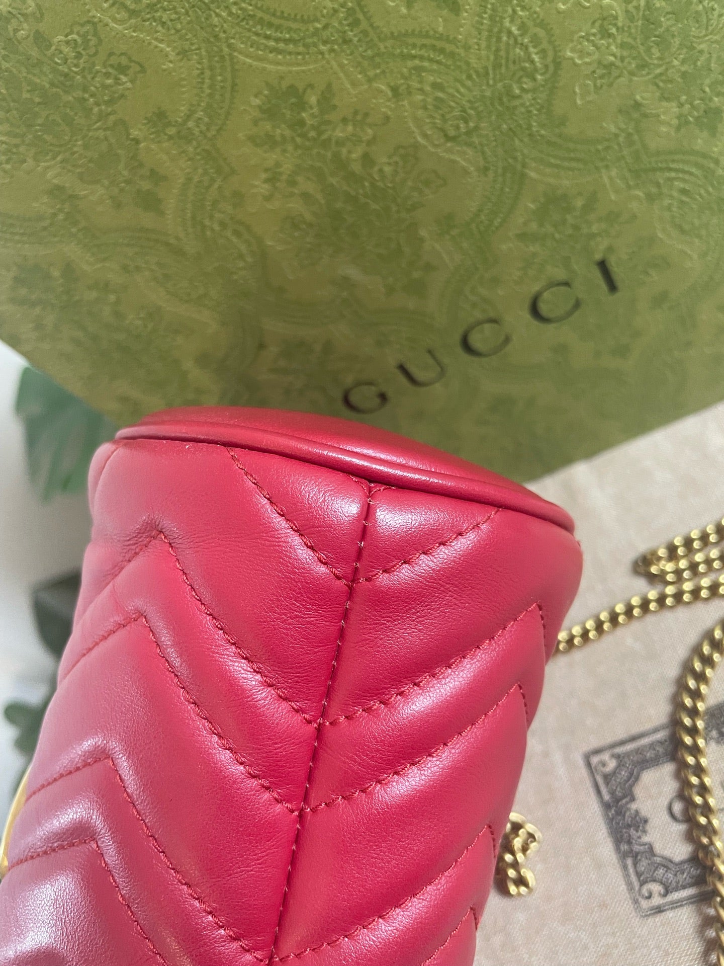Gucci - GG Marmont Drawstring Bucket Bag - Leather - Red - (Mini)