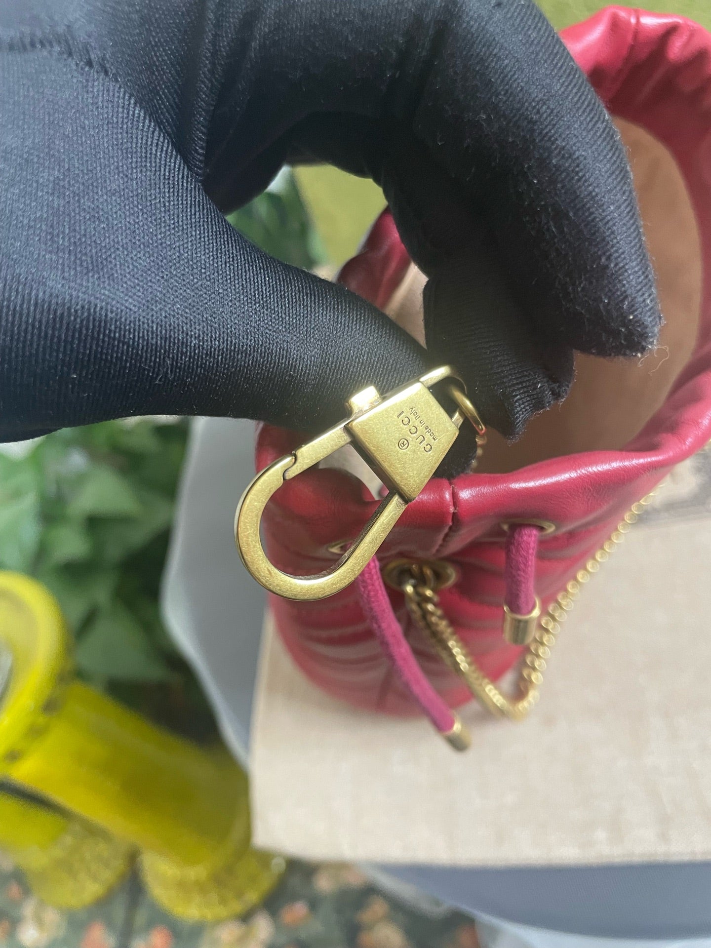 Gucci - GG Marmont Drawstring Bucket Bag - Leather - Red - (Mini)