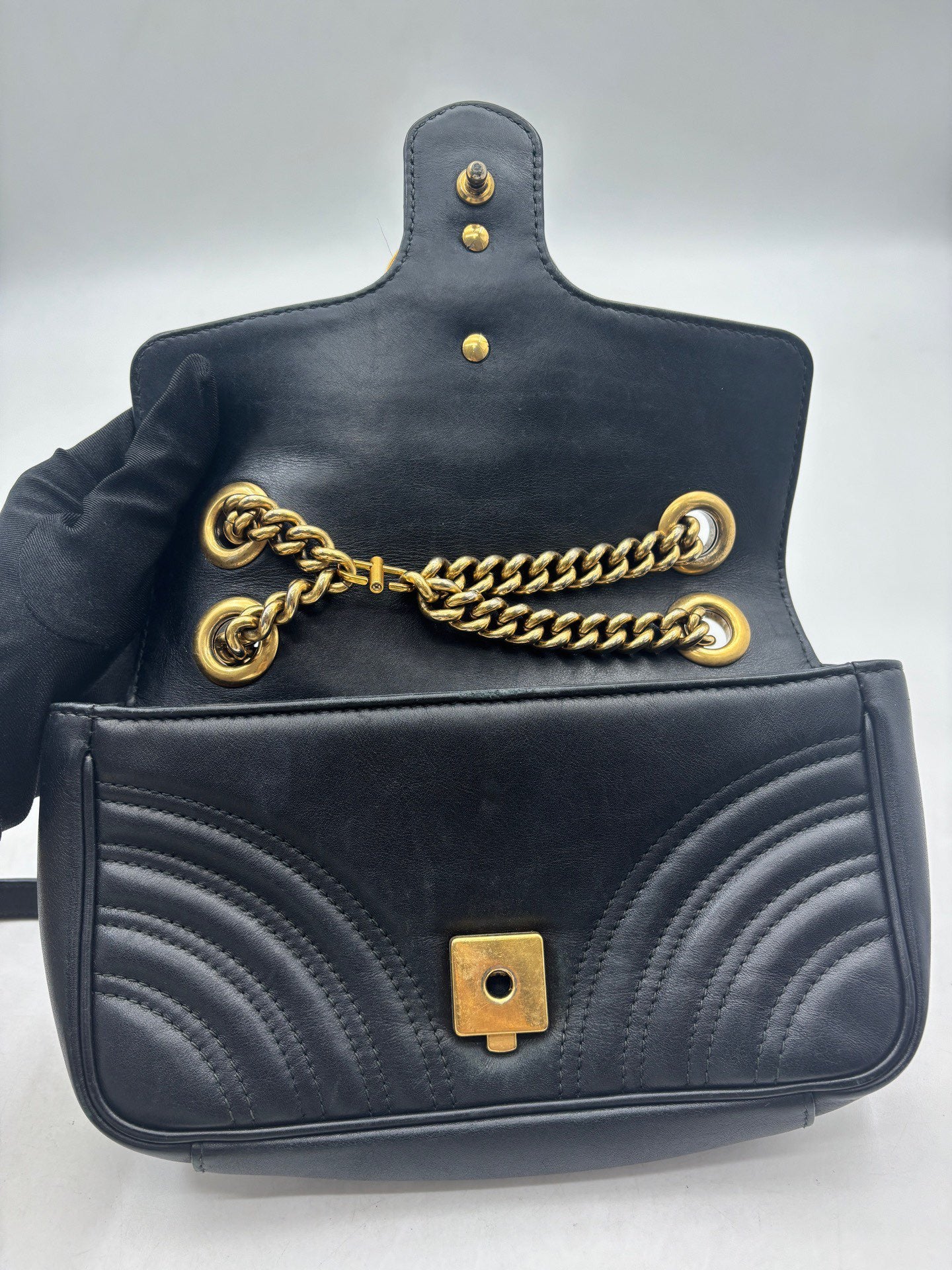 Gucci - GG Marmont Flap Bag - Leather - Black - (mini)