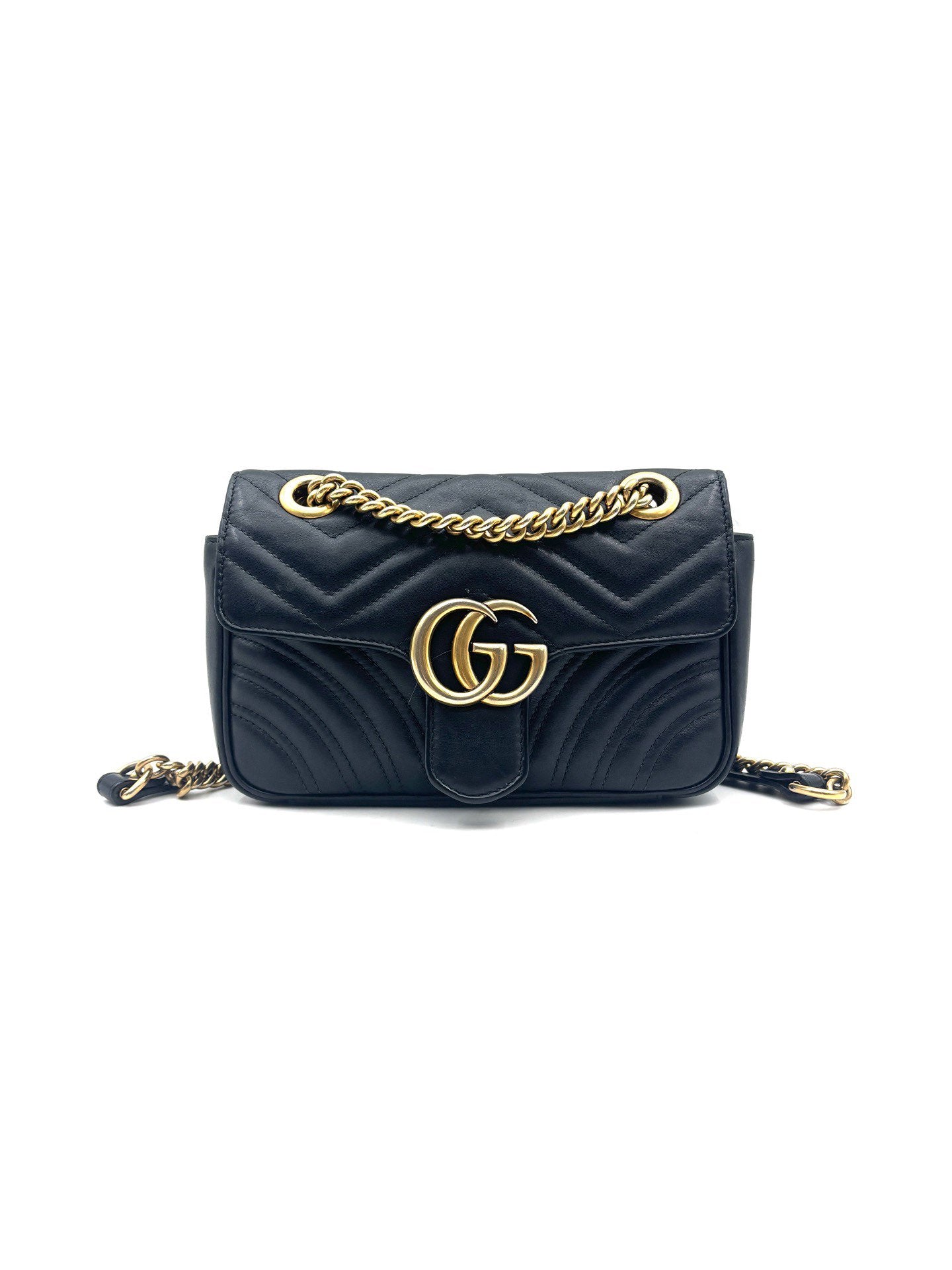 Gucci - GG Marmont Flap Bag - Leather - Black - (mini)