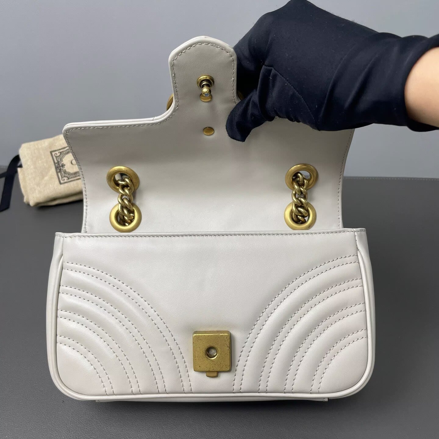 Gucci - GG Marmont Flap Bag - Leather - White - (small)