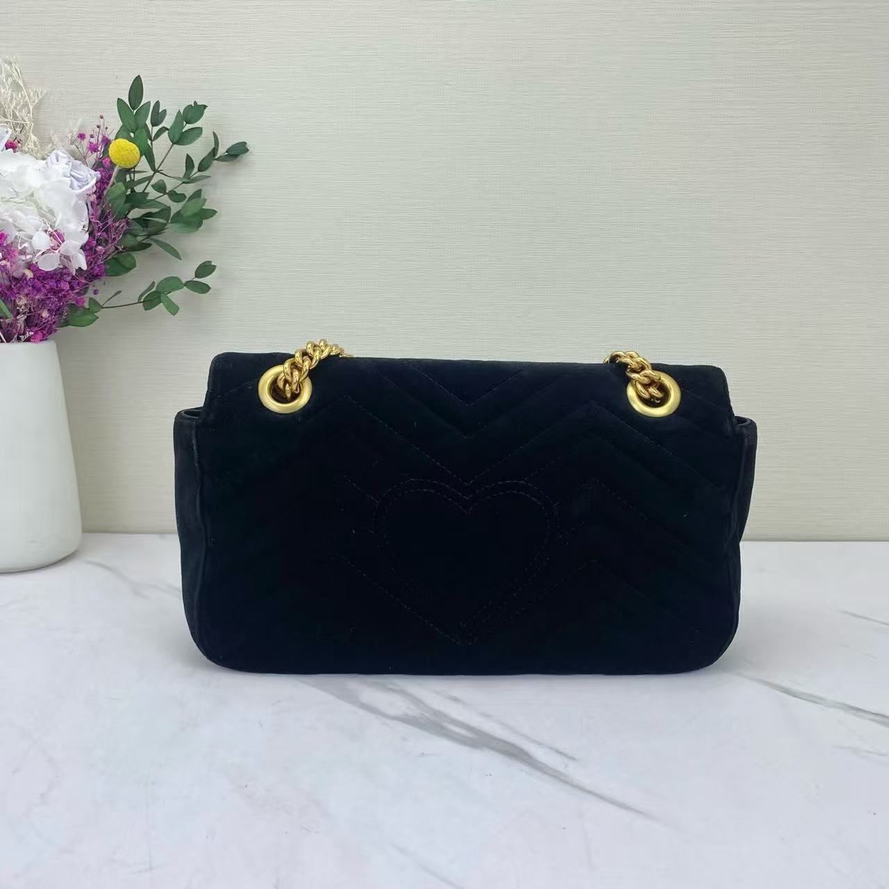 Gucci - GG Marmont Flap Bag - Velvet - Black - (Small)