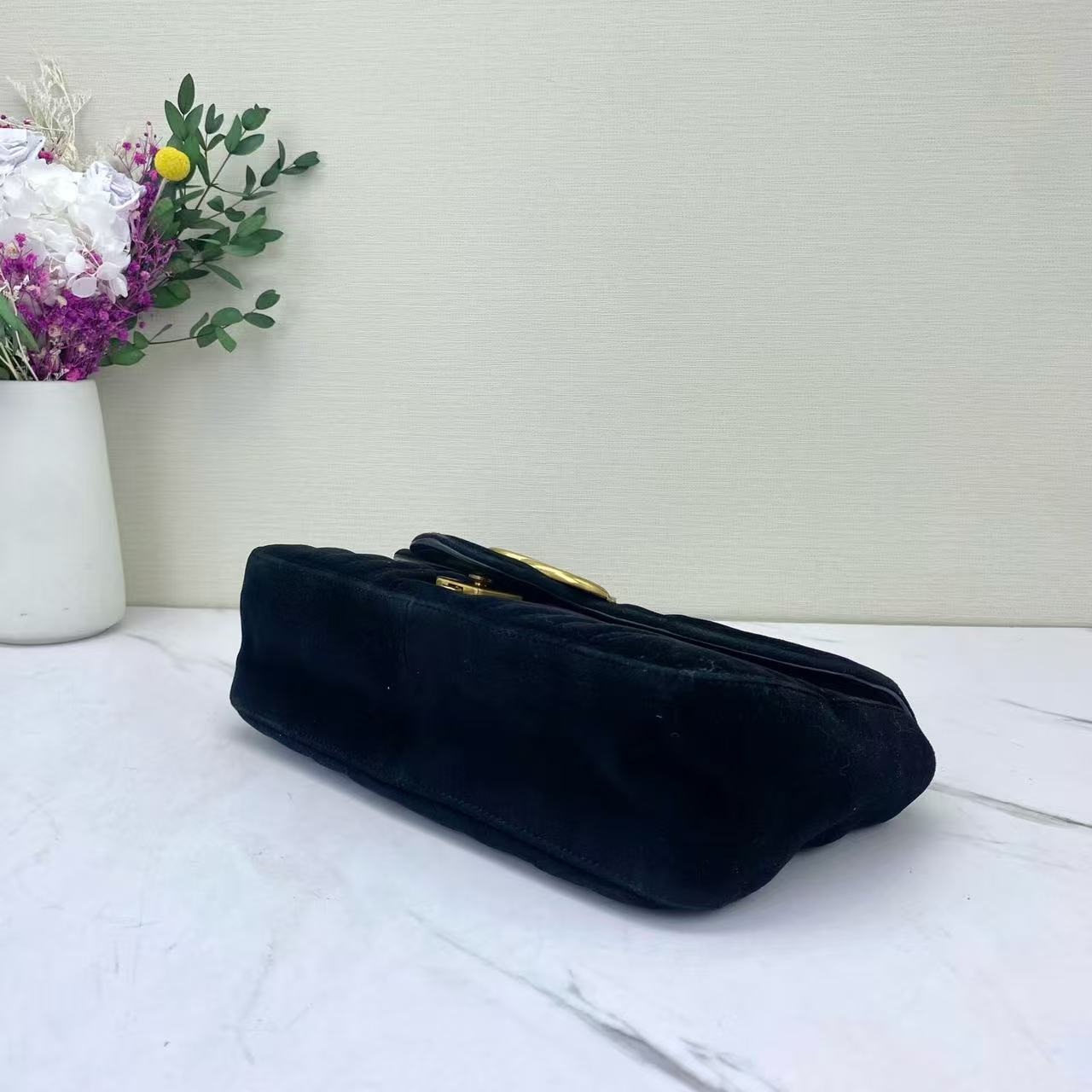 Gucci - GG Marmont Flap Bag - Velvet - Black - (Small)