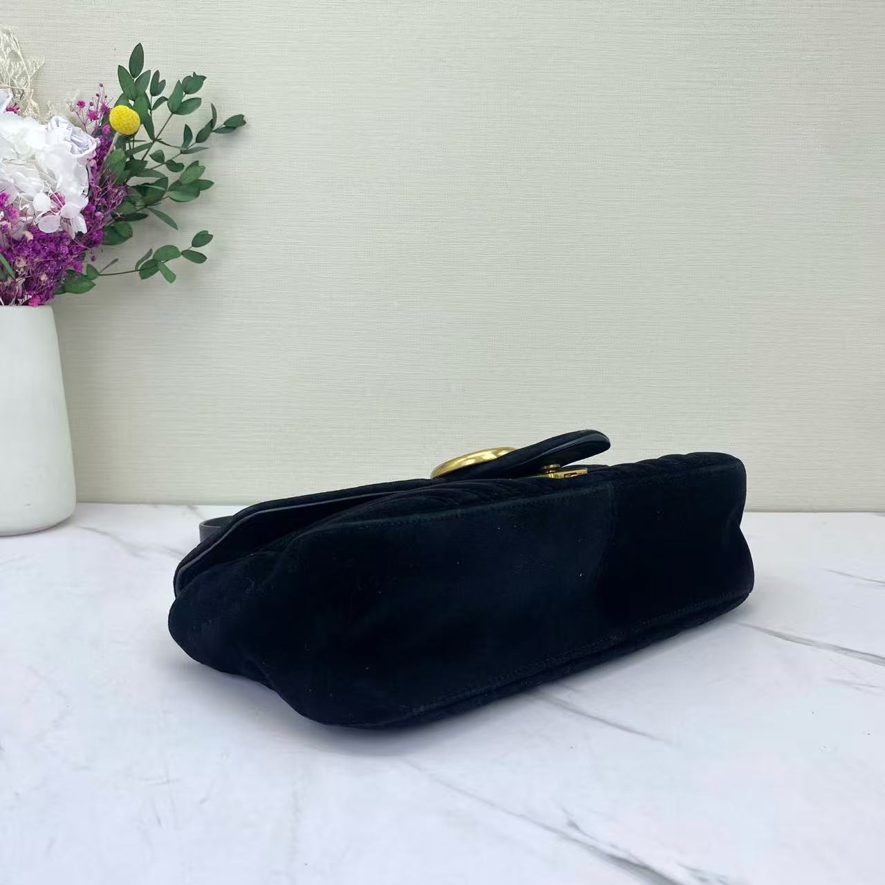 Gucci - GG Marmont Flap Bag - Velvet - Black - (Small)