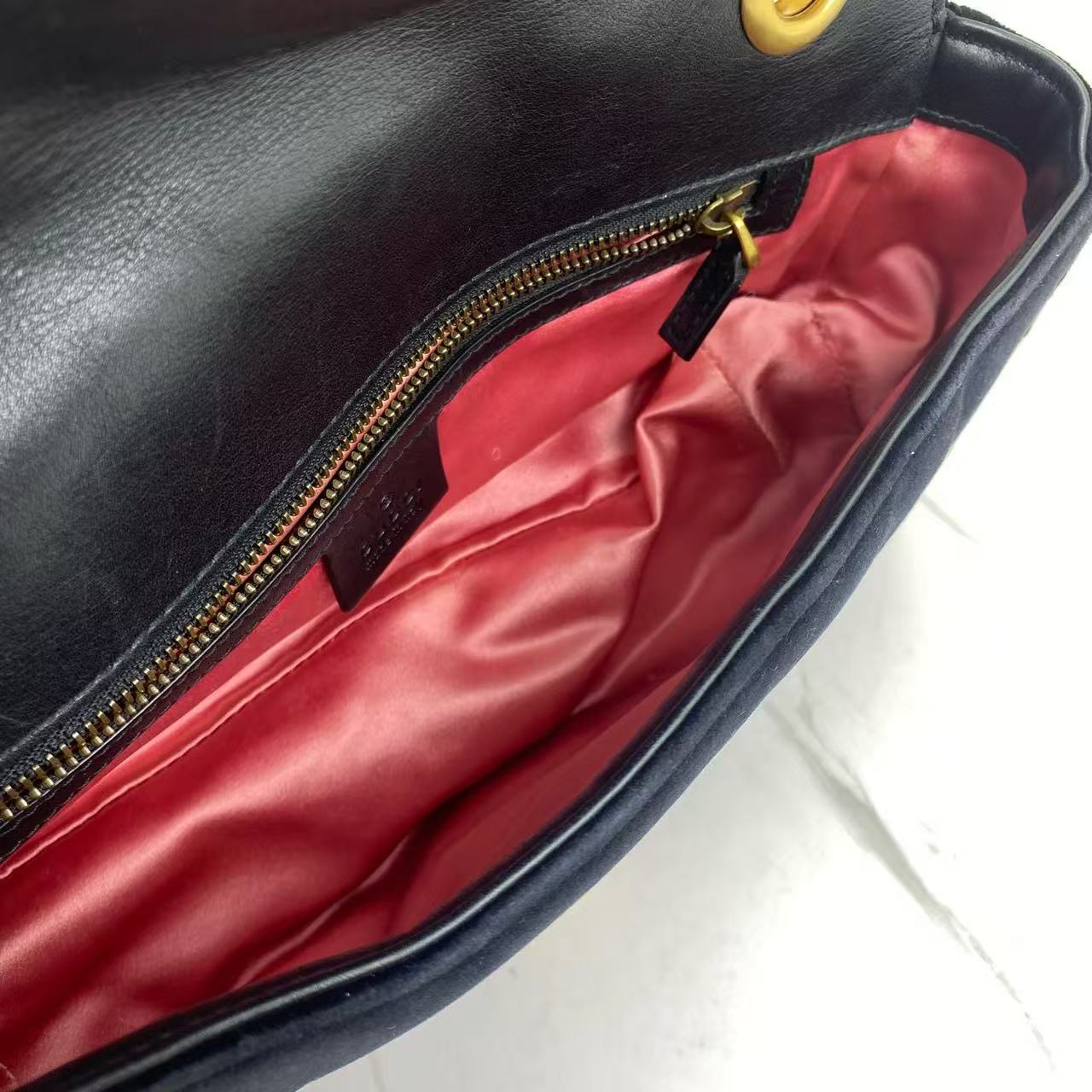 Gucci - GG Marmont Flap Bag - Velvet - Black - (Small)