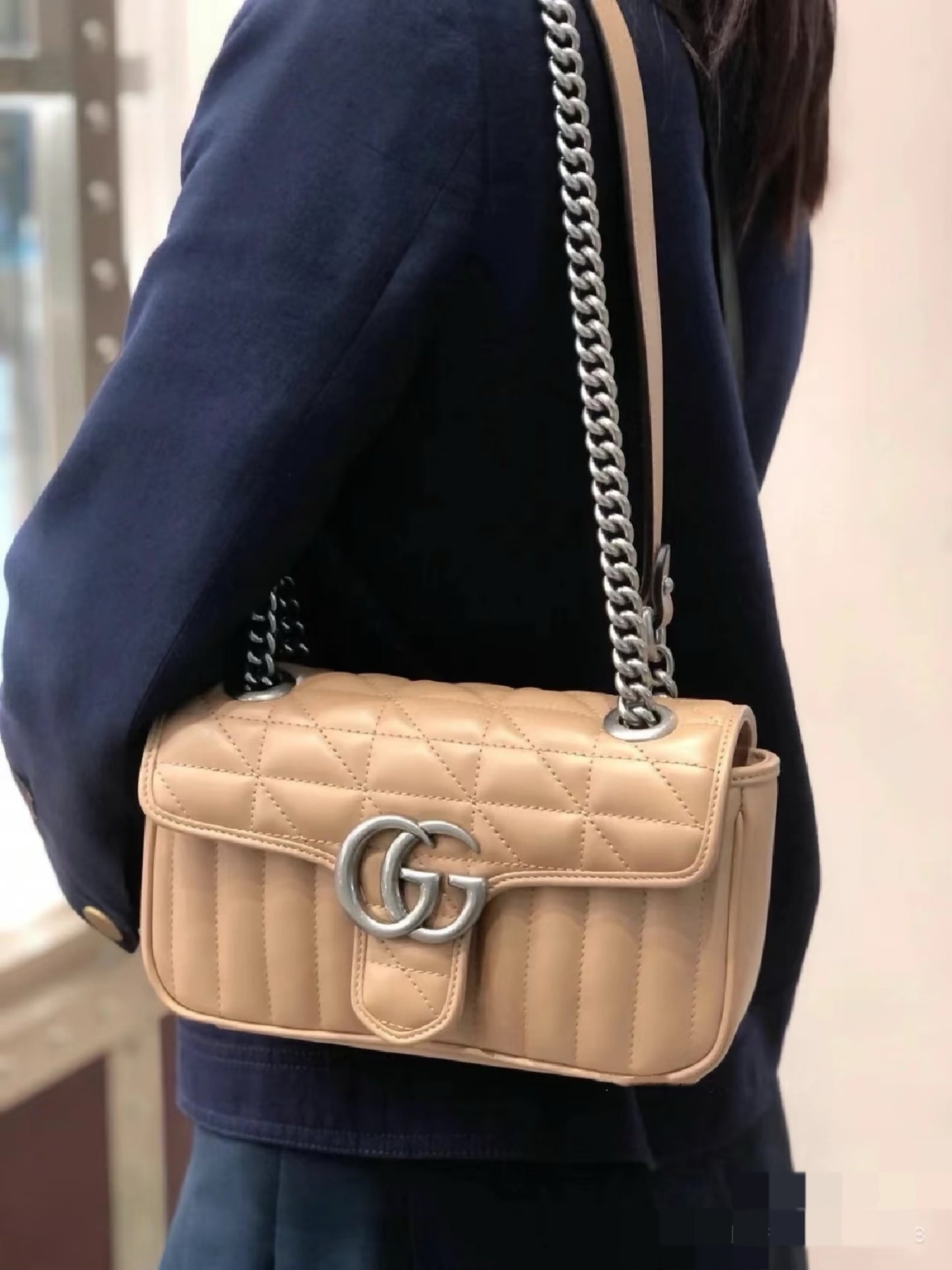 Gucci - GG Marmont - Leather - Beige - (medium)