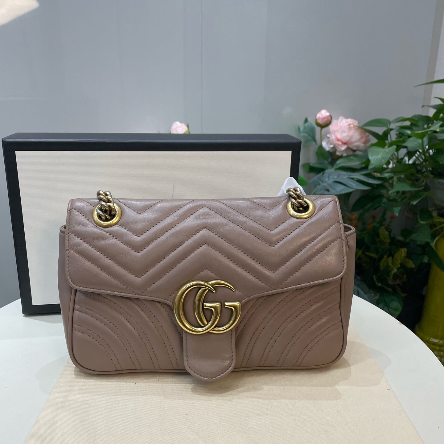 Gucci - GG Marmont - Leather - Beige - (small)