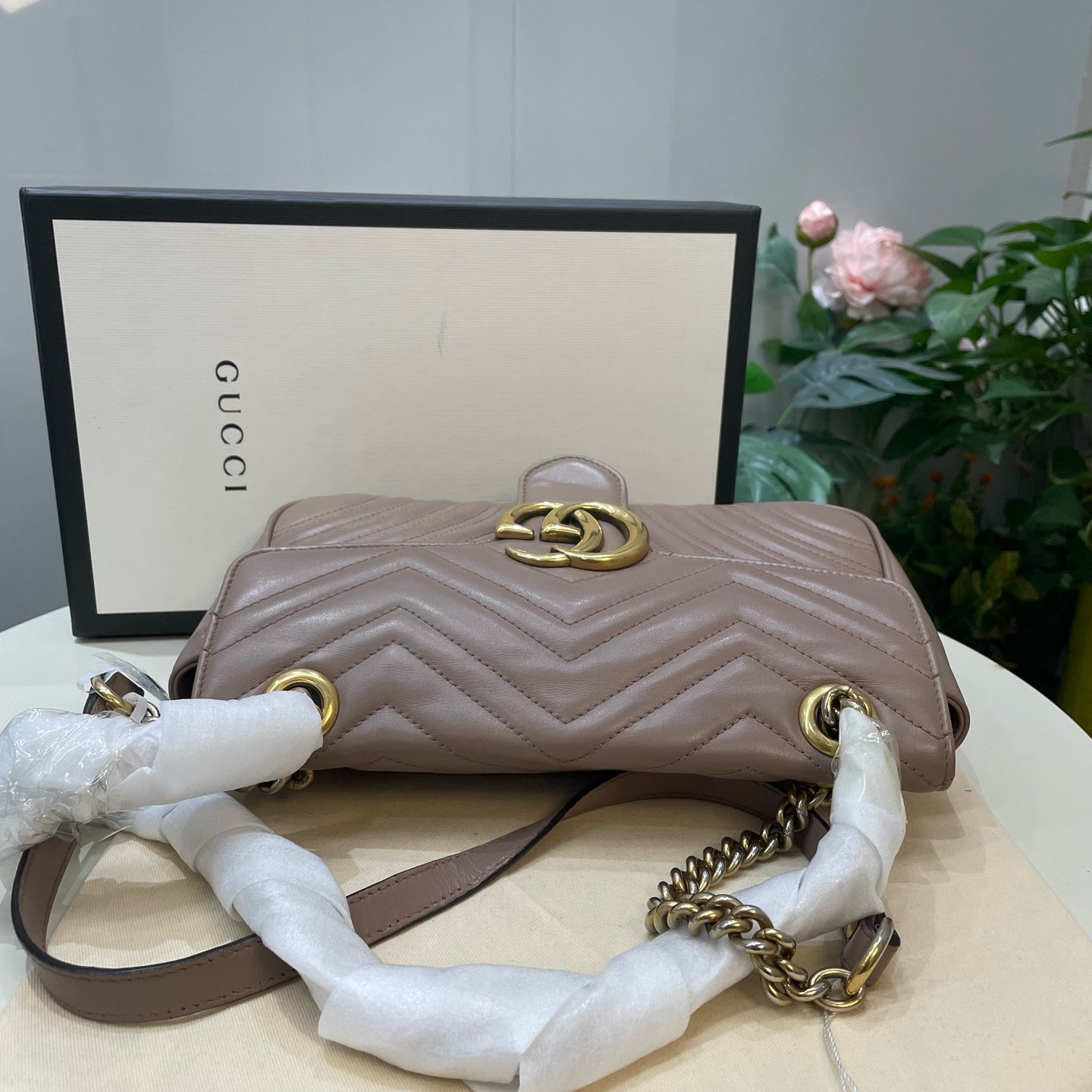Gucci - GG Marmont - Leather - Beige - (small)