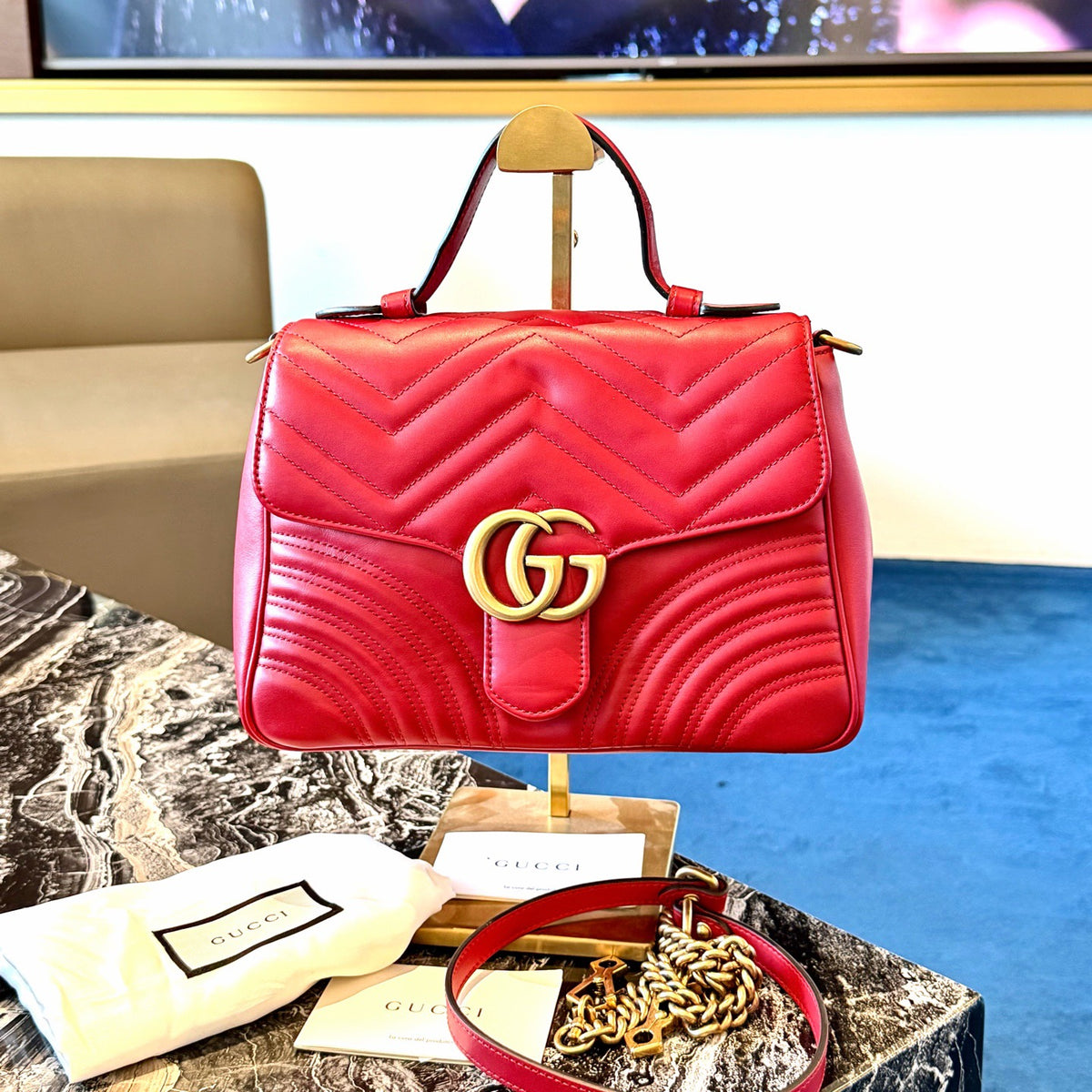 Gucci - GG Marmont - Leather - Red - (small)