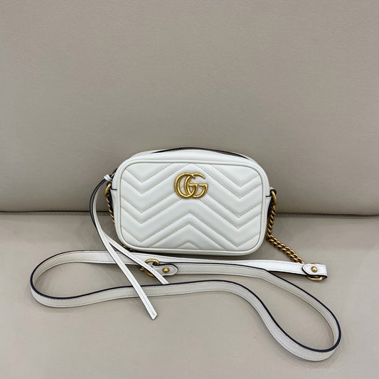 Gucci - GG Marmont Matelassé Camera Bag - Leather - White - (Small)