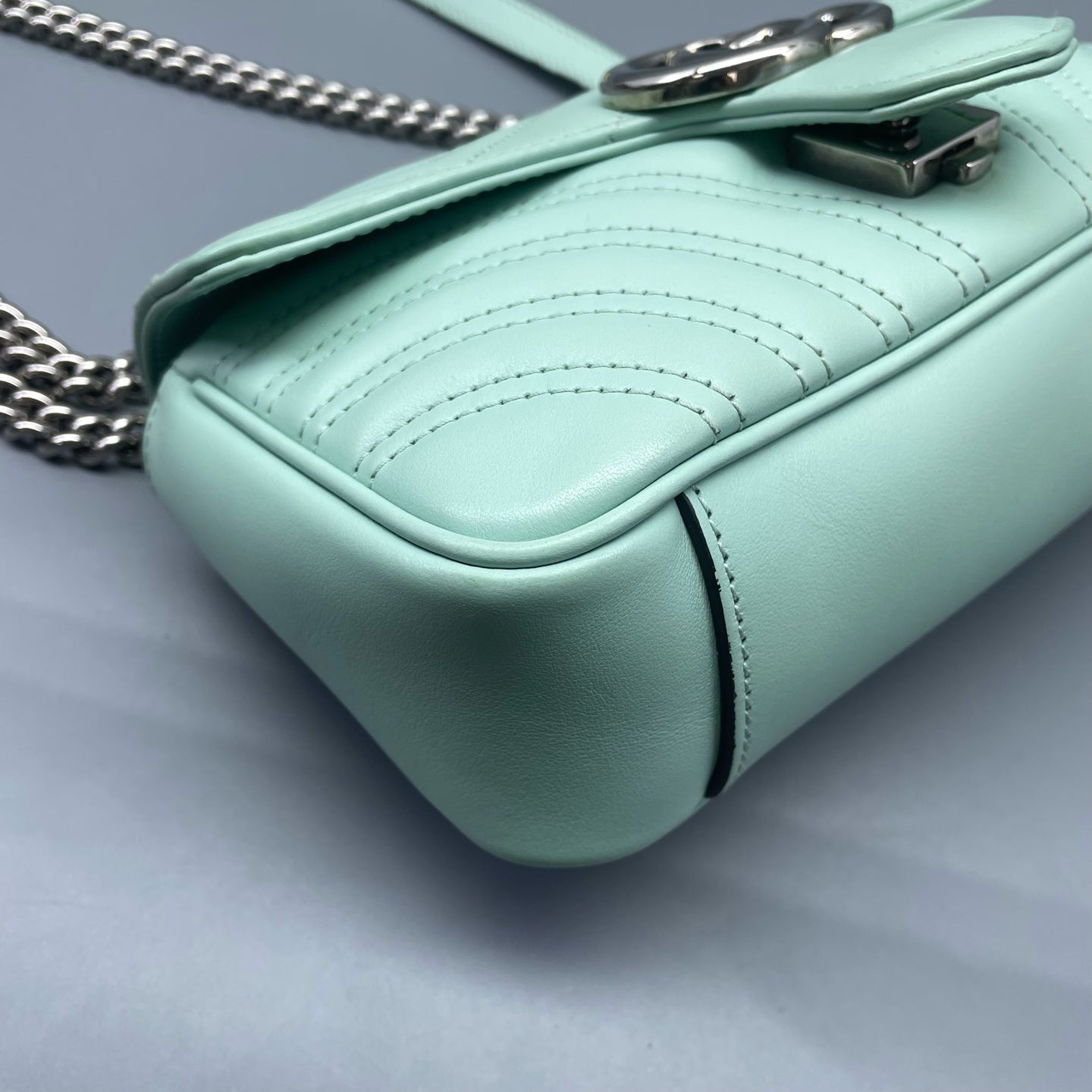 Gucci - GG Marmont Matelassé Mini Bag - Matelassé calfskin leather - Mint Green with Silver-Tone Hardware - (mini)