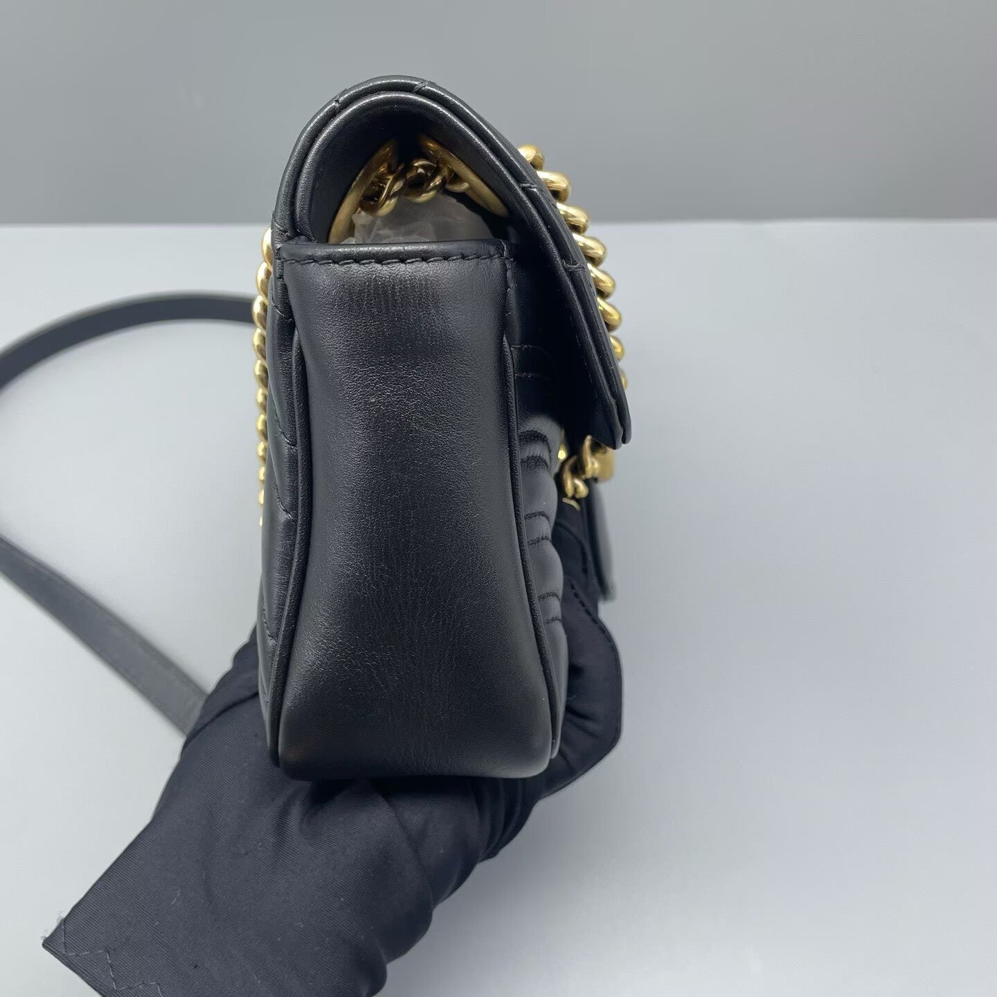 Gucci - GG Marmont Matelassé Mini Flap Bag - Leather - Black - (Mini)