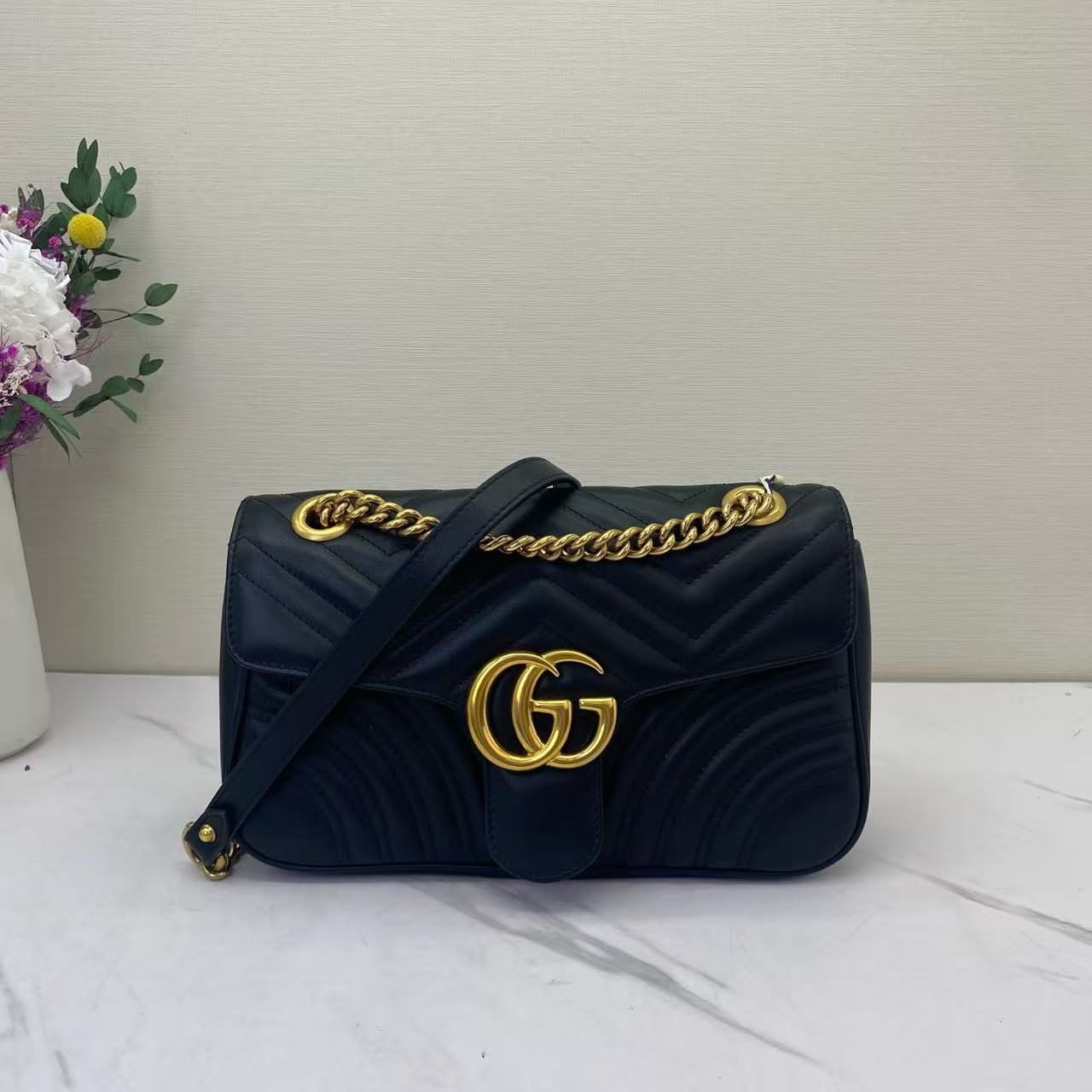 Gucci - GG Marmont Matelassé Shoulder Bag - Cowhide leather - Black - (Small)