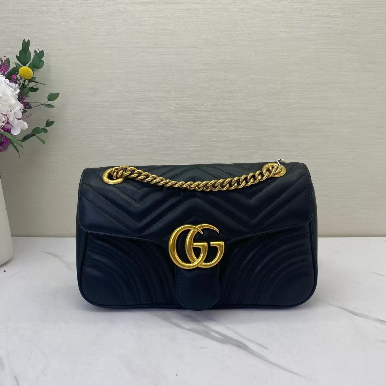 Gucci - GG Marmont Matelassé Shoulder Bag - Cowhide leather - Black - (Small)