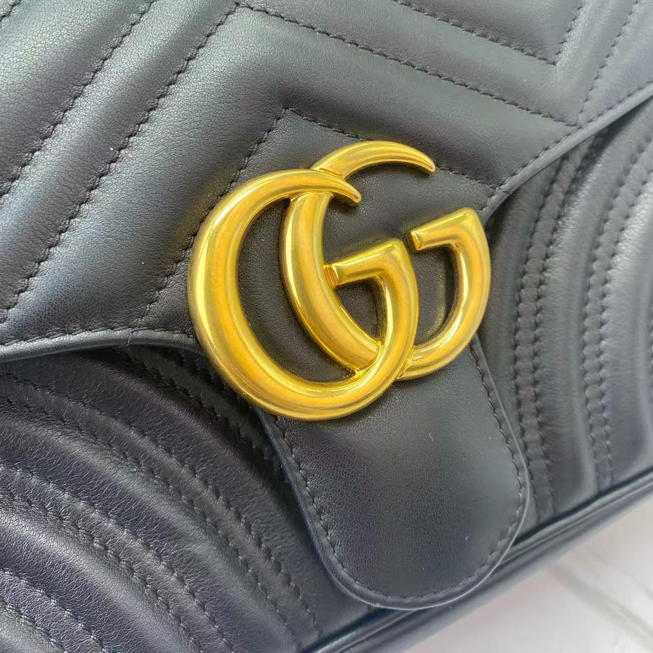 Gucci - GG Marmont Matelassé Shoulder Bag - Cowhide leather - Black - (Small)