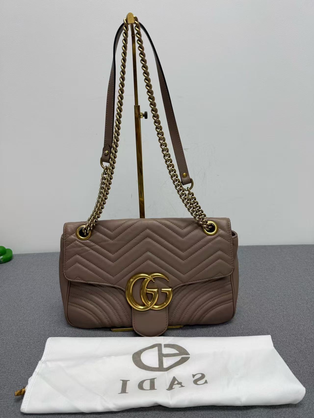 Gucci - GG Marmont Matelassé Shoulder Bag - Leather - Beige - (medium)