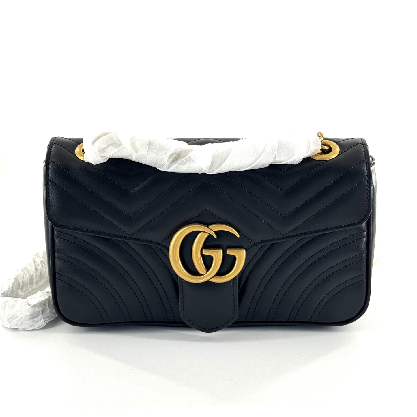 Gucci - GG Marmont Matelassé Shoulder Bag - Leather - Black - (Small)