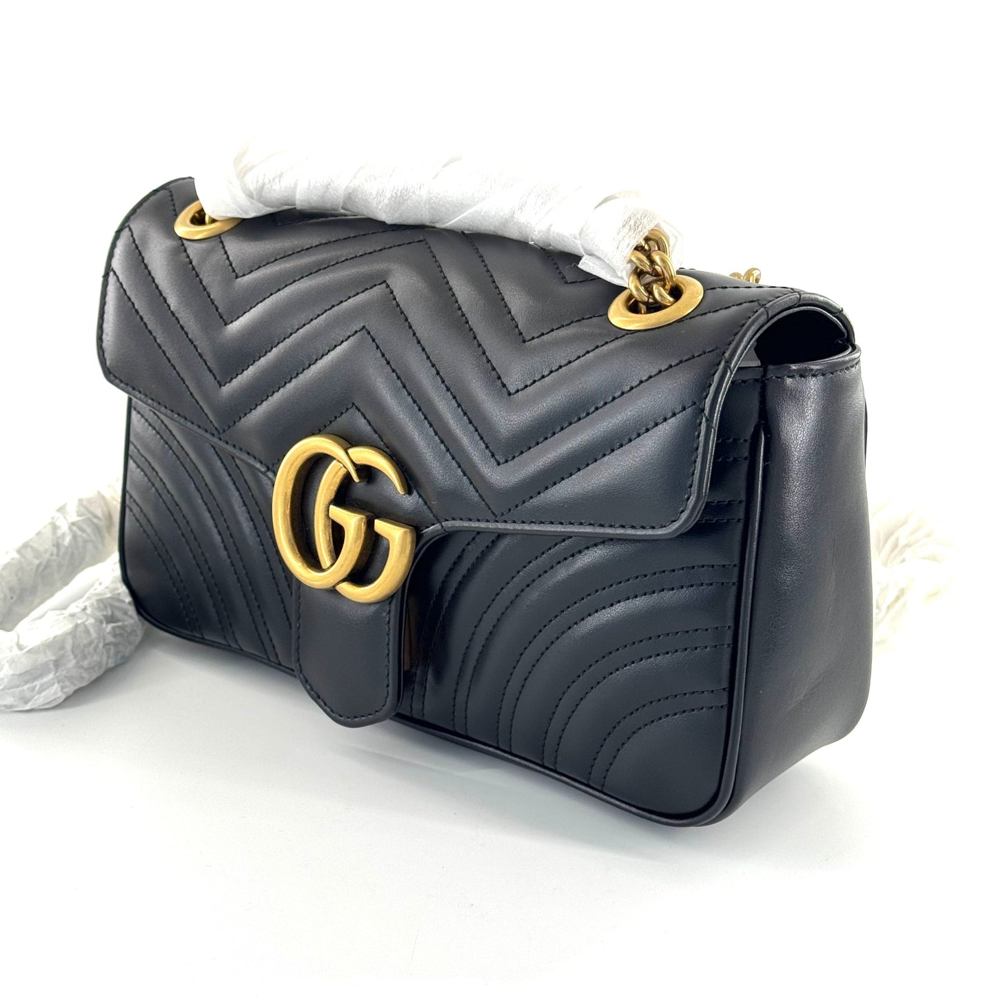 Gucci - GG Marmont Matelassé Shoulder Bag - Leather - Black - (Small)