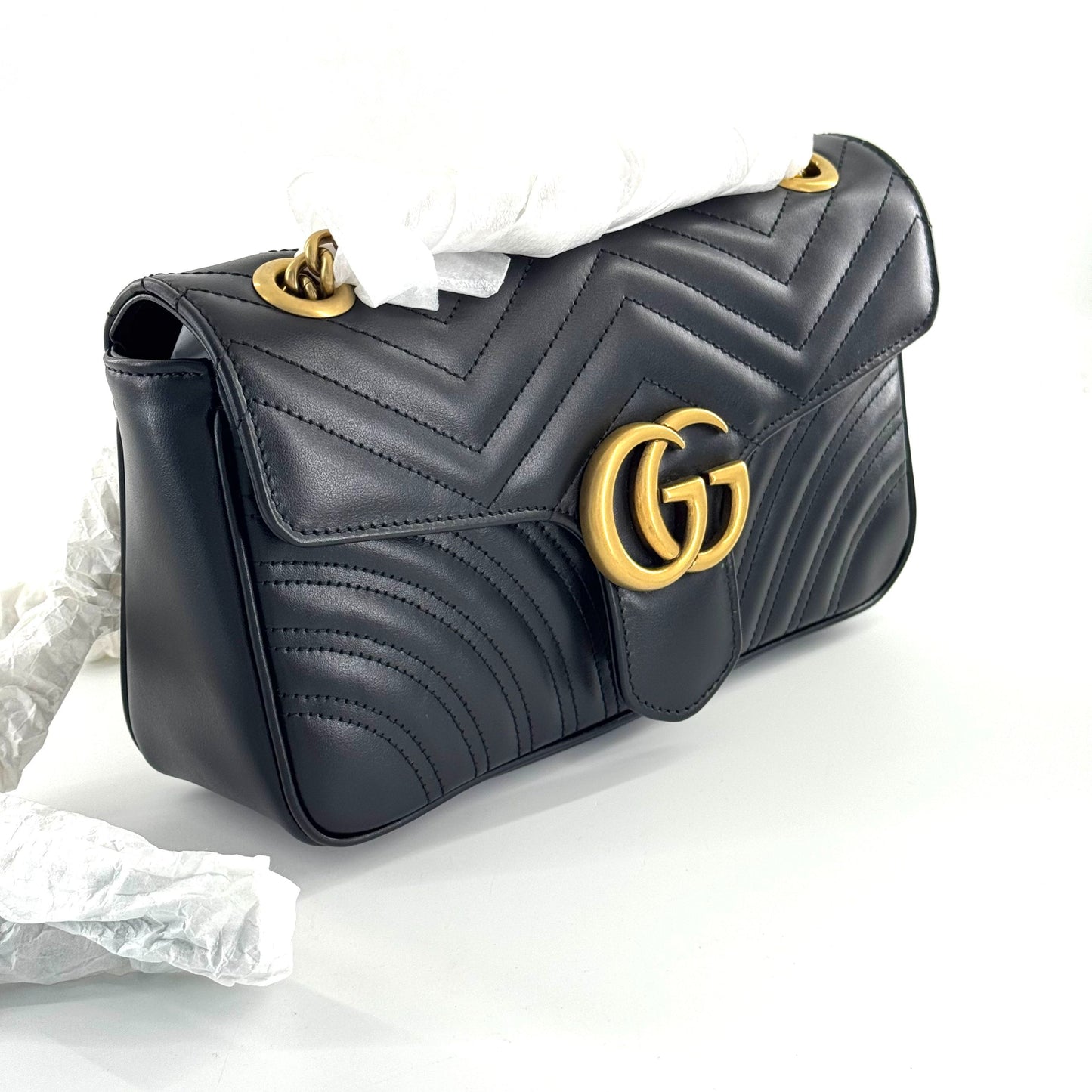 Gucci - GG Marmont Matelassé Shoulder Bag - Leather - Black - (Small)