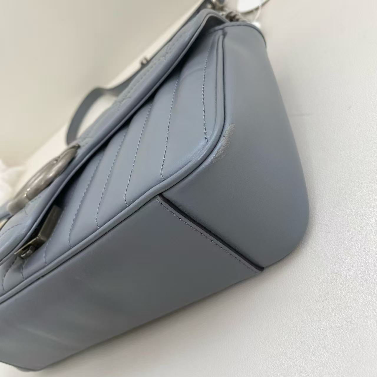 Gucci - GG Marmont Matelassé Shoulder Bag - Leather - Blue - (small)