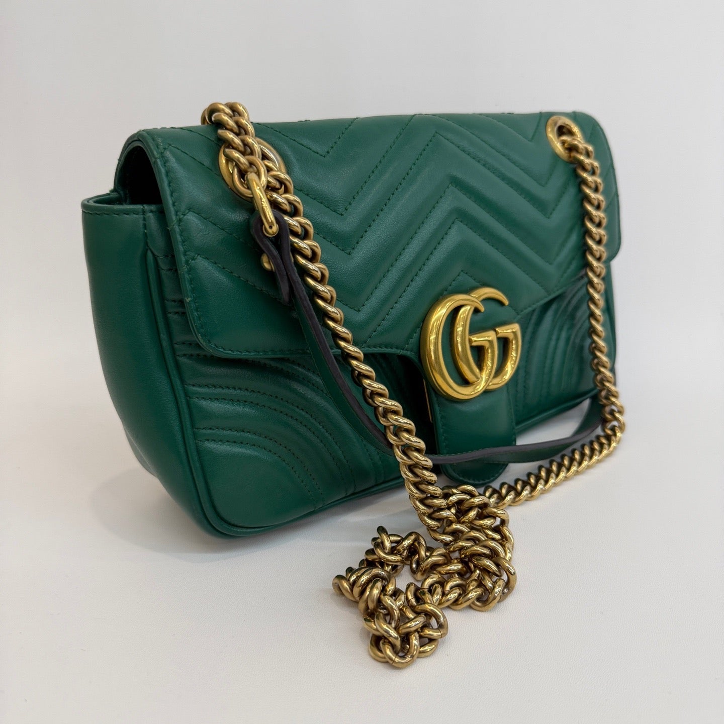 Gucci - GG Marmont Matelassé Shoulder Bag - Leather - Green - (medium)