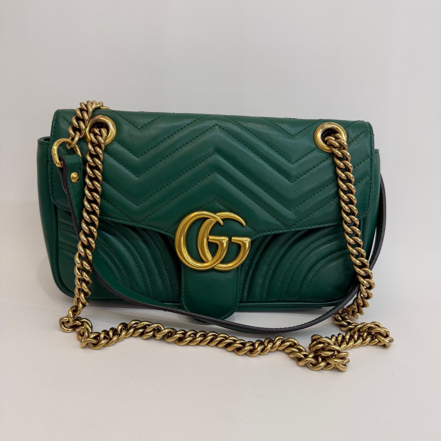 Gucci - GG Marmont Matelassé Shoulder Bag - Leather - Green - (medium)