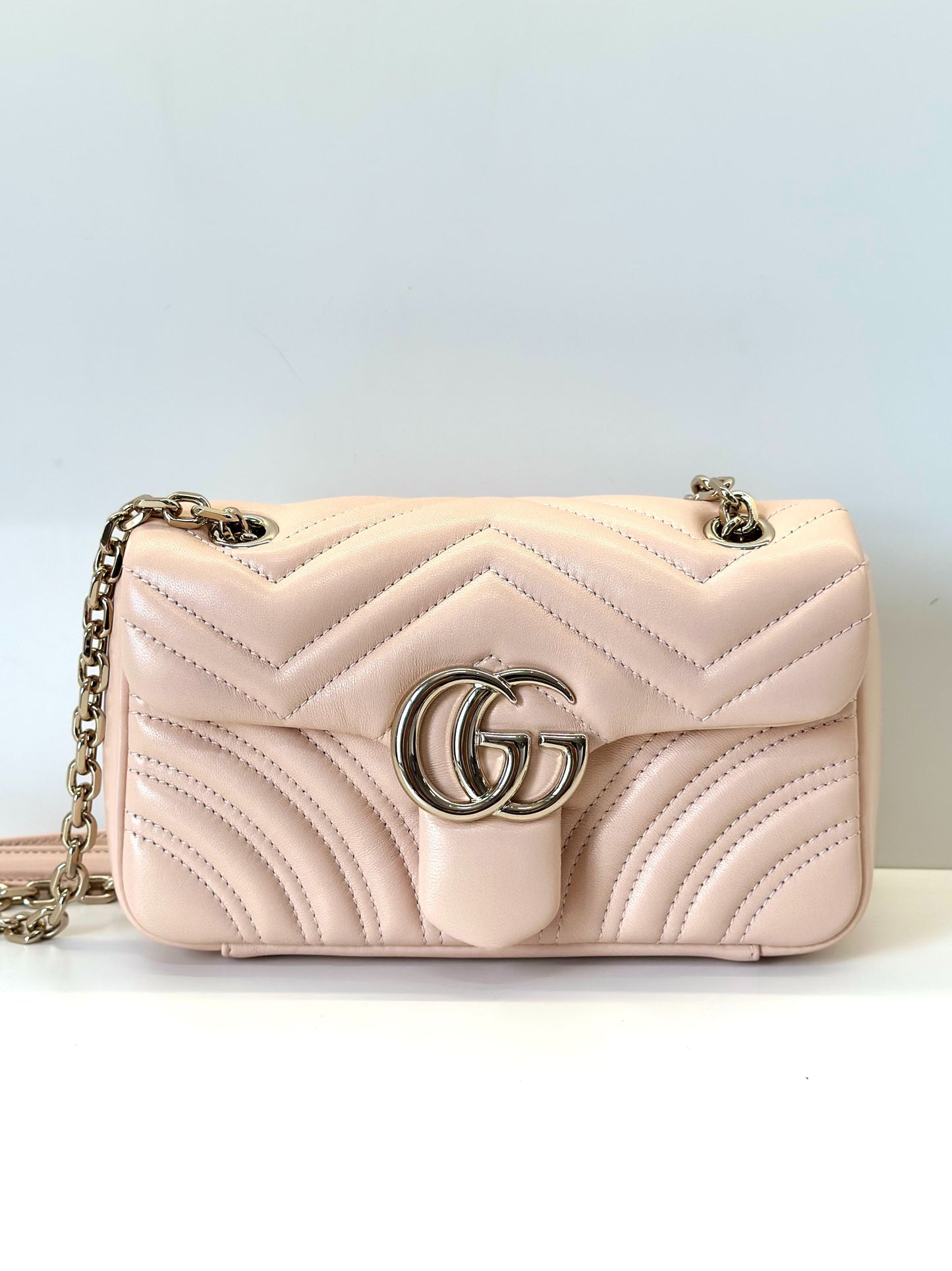 Gucci - GG Marmont Matelassé Shoulder Bag - Leather - Pink - (mini)