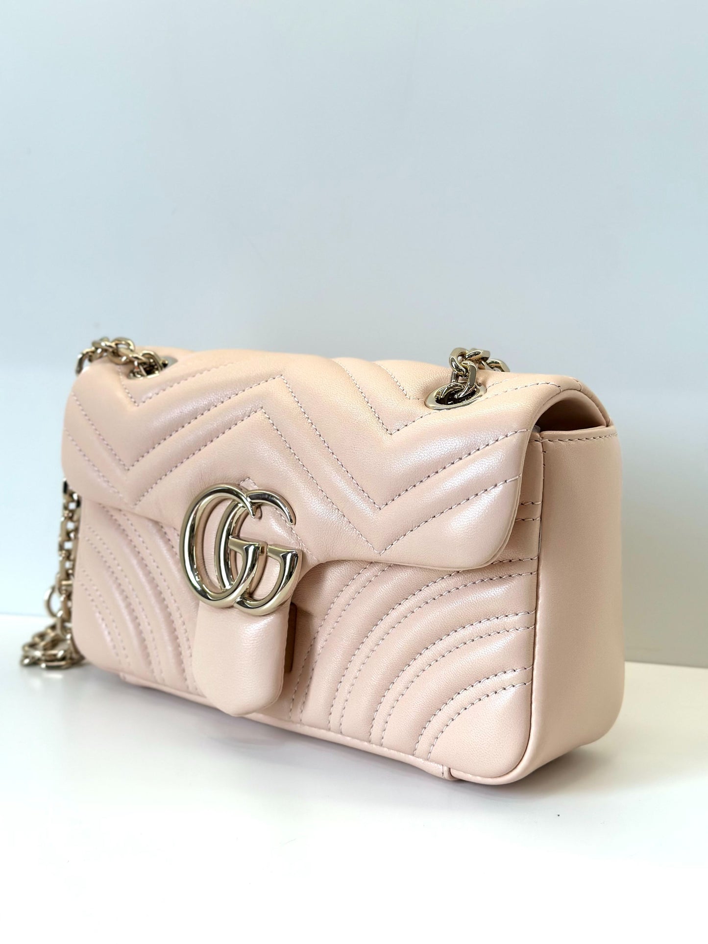 Gucci - GG Marmont Matelassé Shoulder Bag - Leather - Pink - (mini)